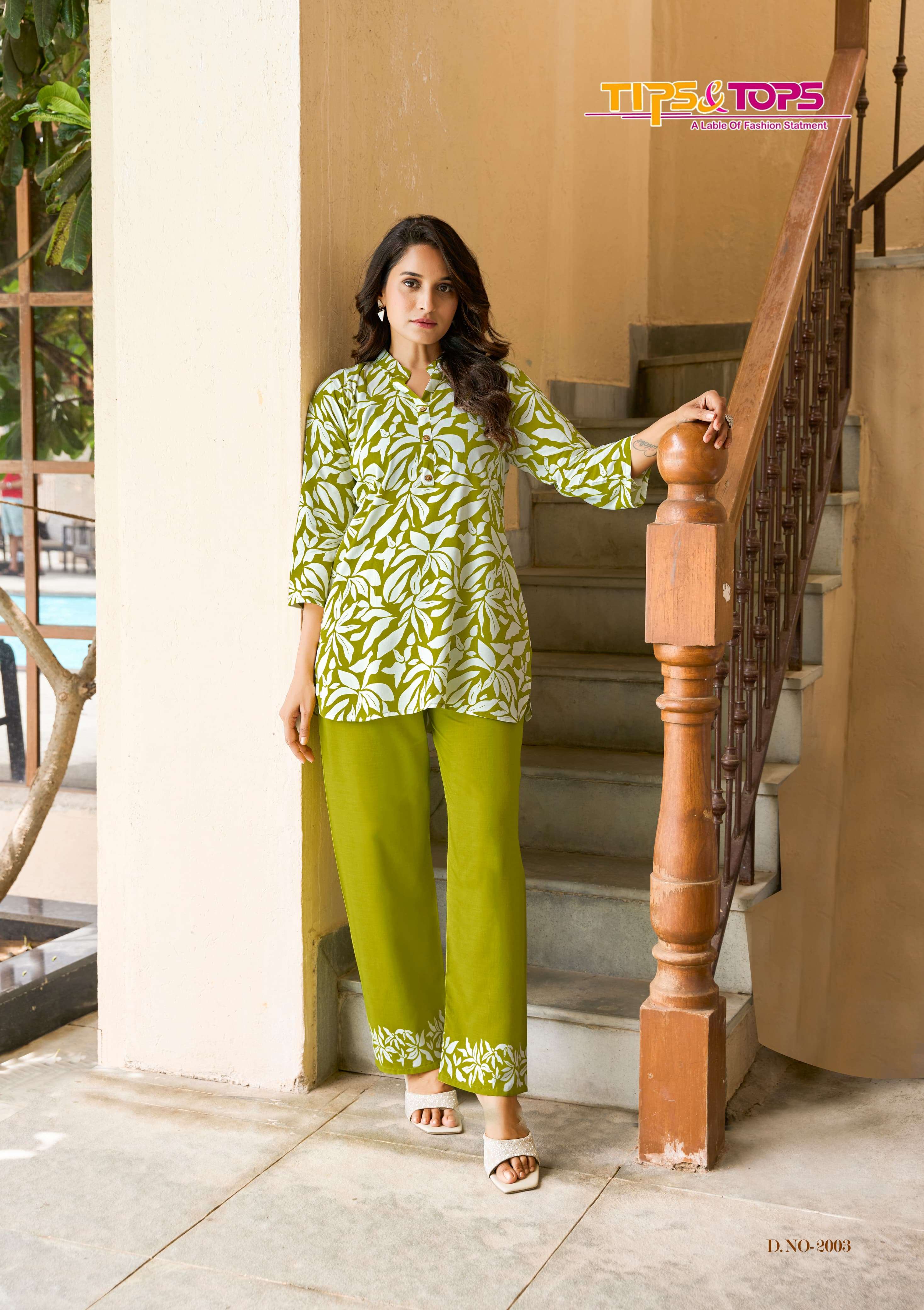 TIPS AND TOPS SUMMER BEAUTY VOL 2 RAYON PRINTED FANCY TOP WITH BOTTOM SET