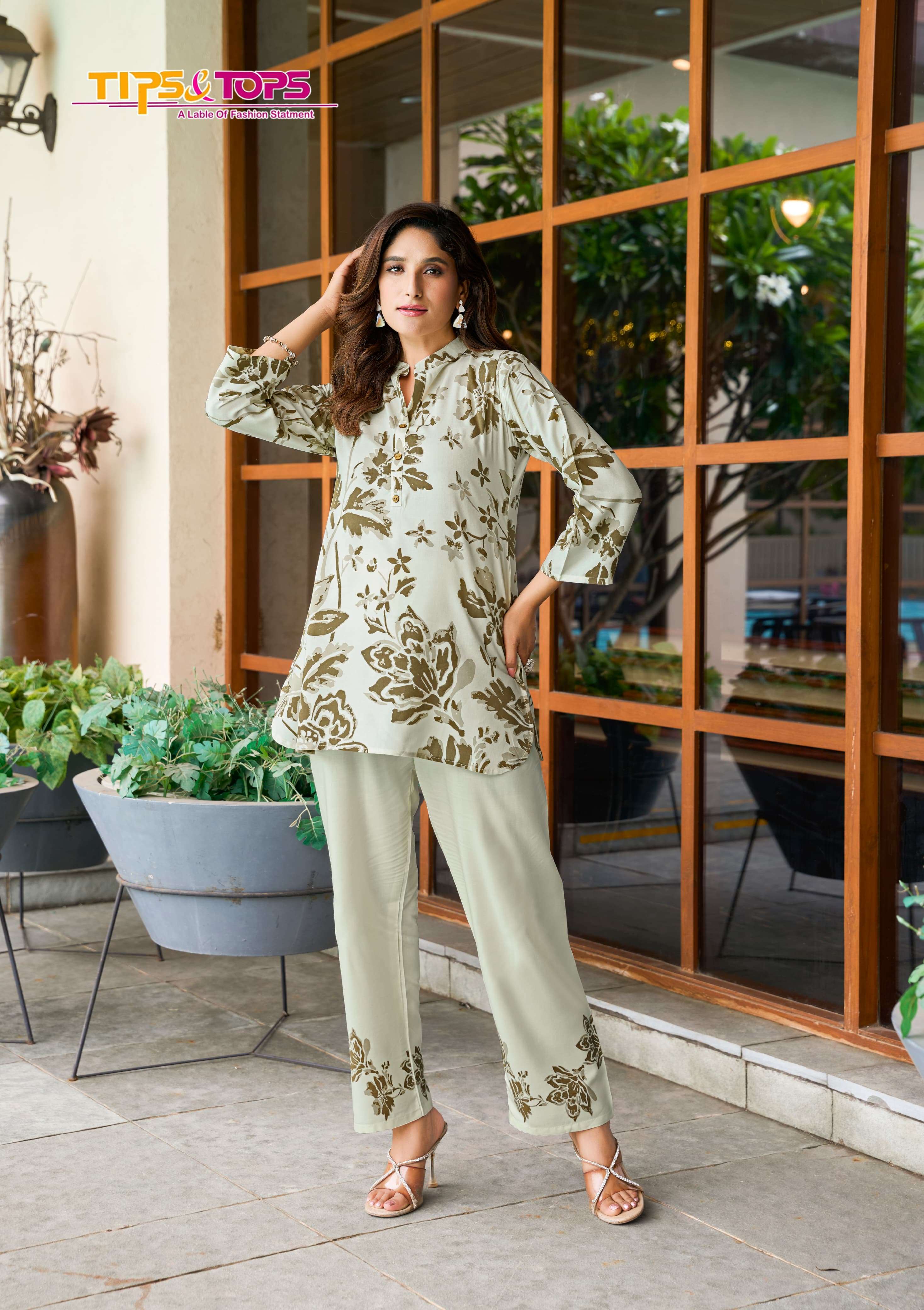 TIPS AND TOPS SUMMER BEAUTY VOL 2 RAYON PRINTED FANCY TOP WITH BOTTOM SET
