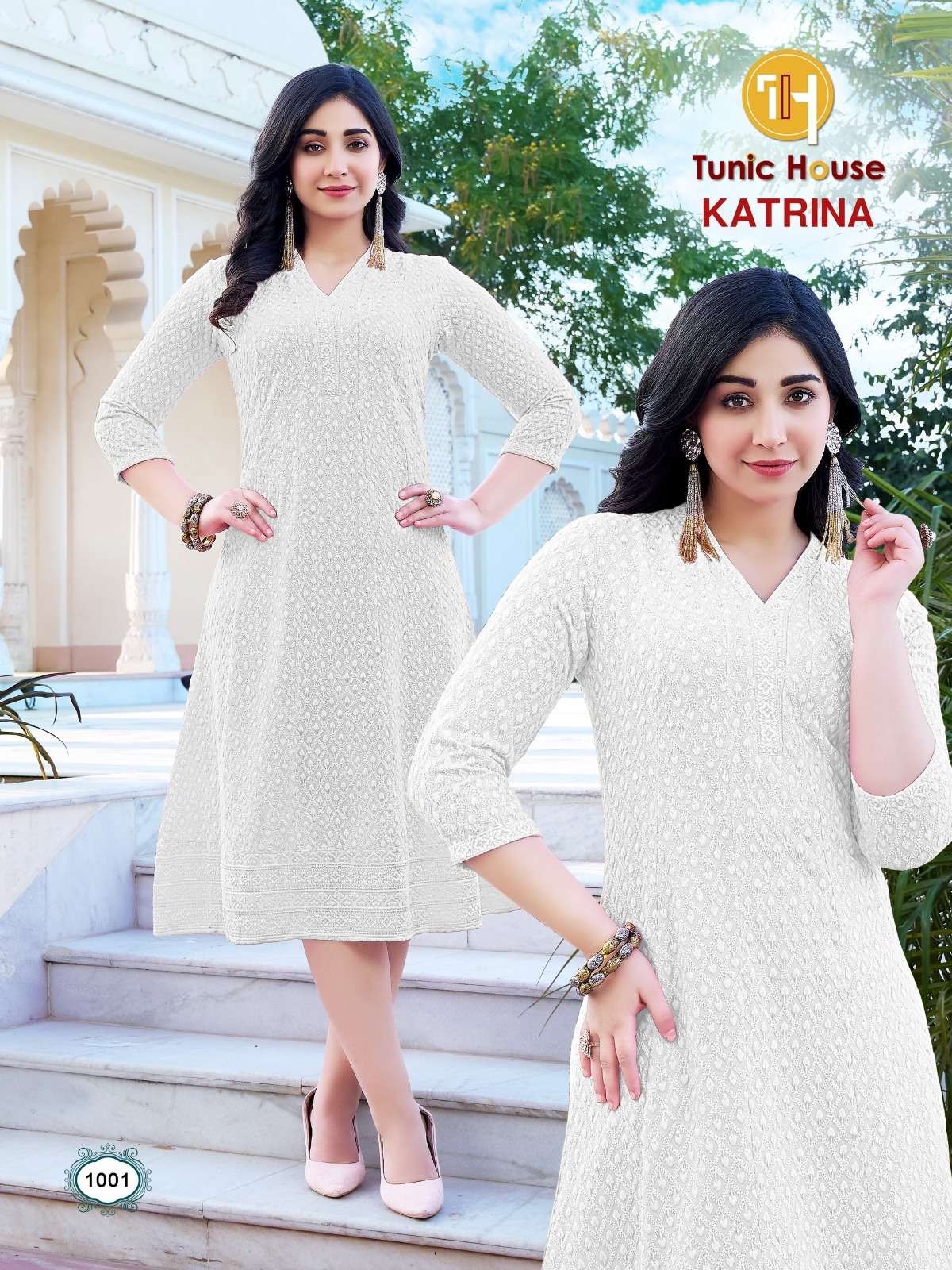 TUNIC HOUSE KATRINA FANCY CHIKANKARI WORK LADIES MIDI GOWN