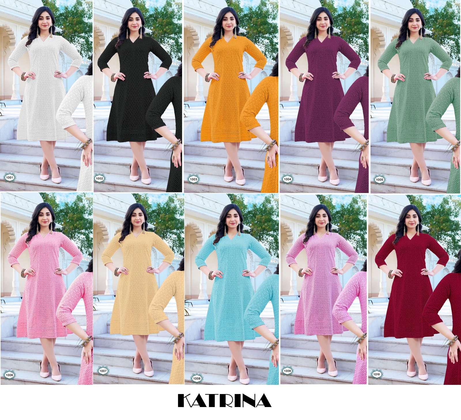 TUNIC HOUSE KATRINA FANCY CHIKANKARI WORK LADIES MIDI GOWN