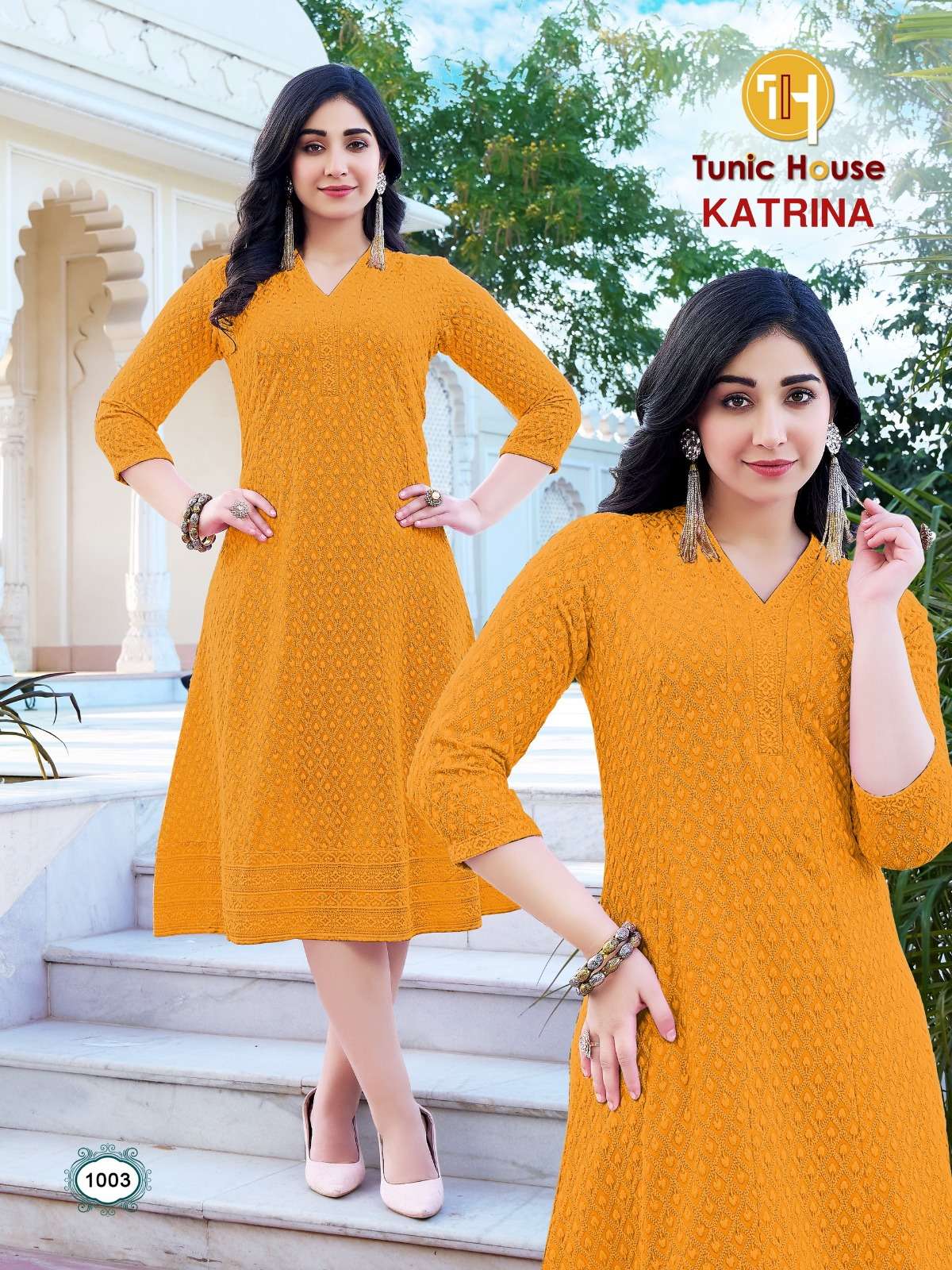 TUNIC HOUSE KATRINA FANCY CHIKANKARI WORK LADIES MIDI GOWN