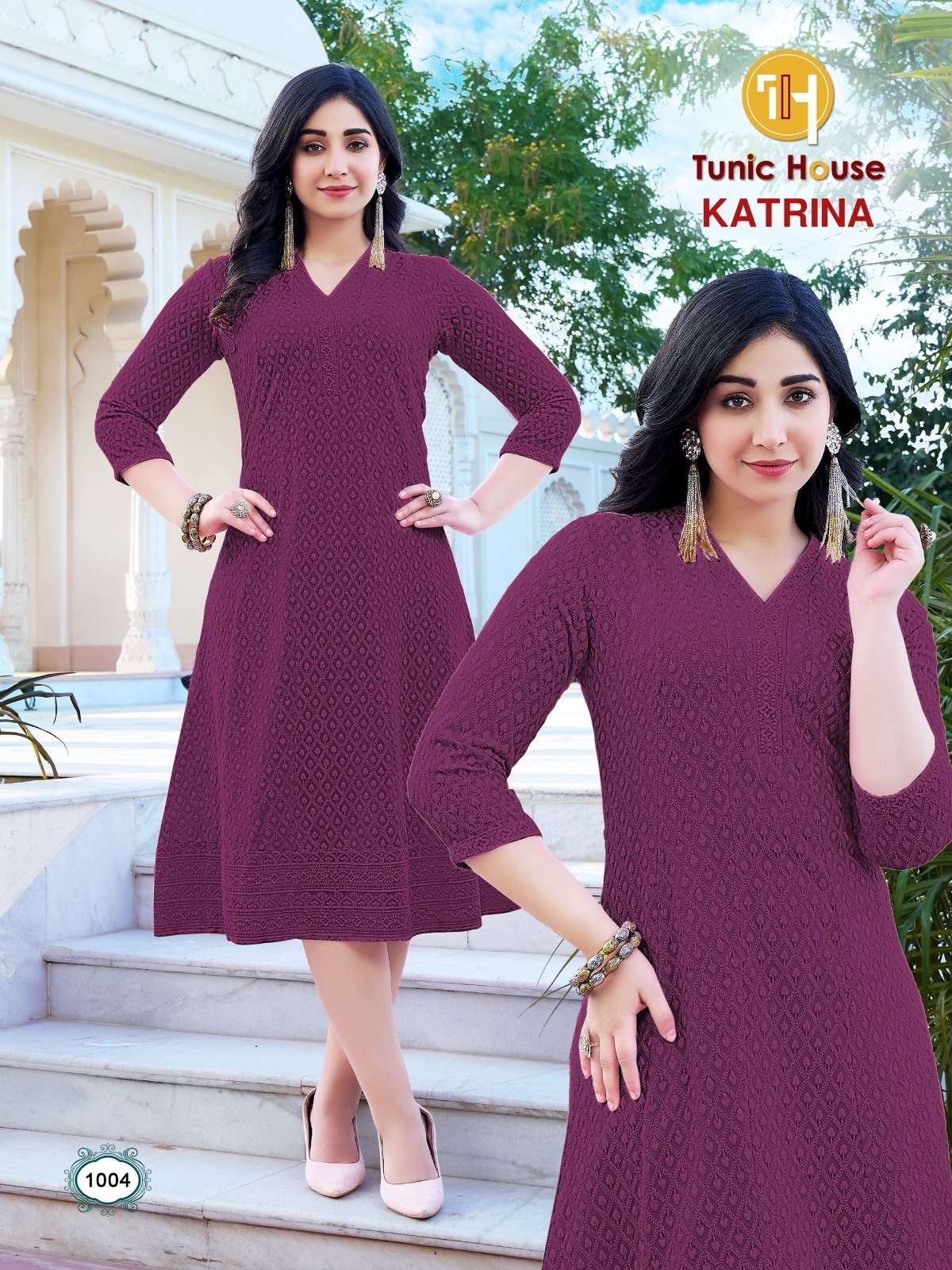 TUNIC HOUSE KATRINA FANCY CHIKANKARI WORK LADIES MIDI GOWN