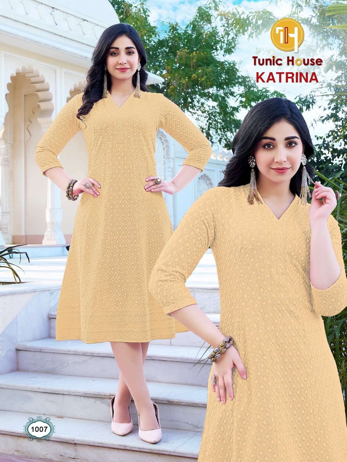 TUNIC HOUSE KATRINA FANCY CHIKANKARI WORK LADIES MIDI GOWN