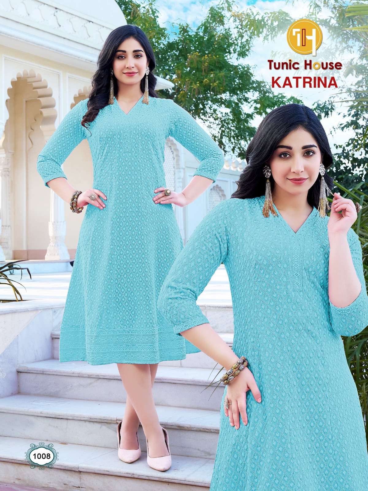 TUNIC HOUSE KATRINA FANCY CHIKANKARI WORK LADIES MIDI GOWN