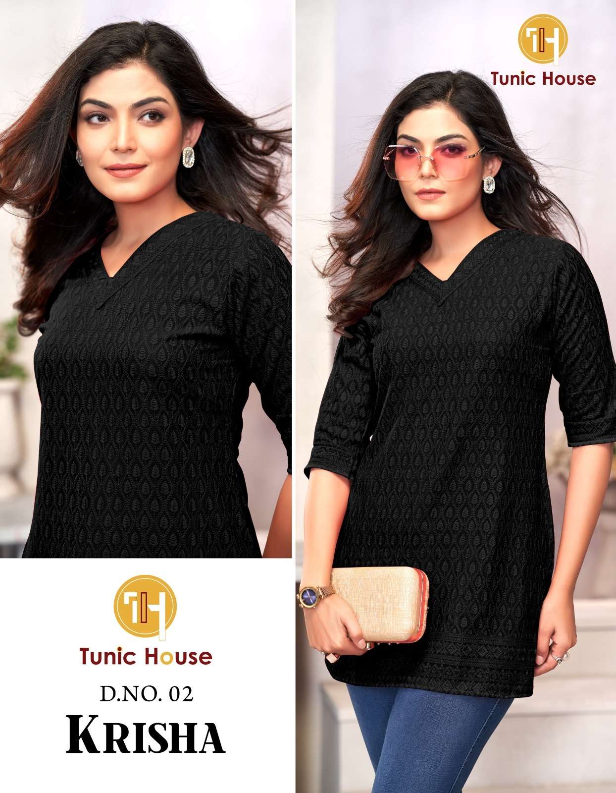 TUNIC HOUSE KRISHA RAYON FANCY CHIKANKARI WORK LADIES TOP