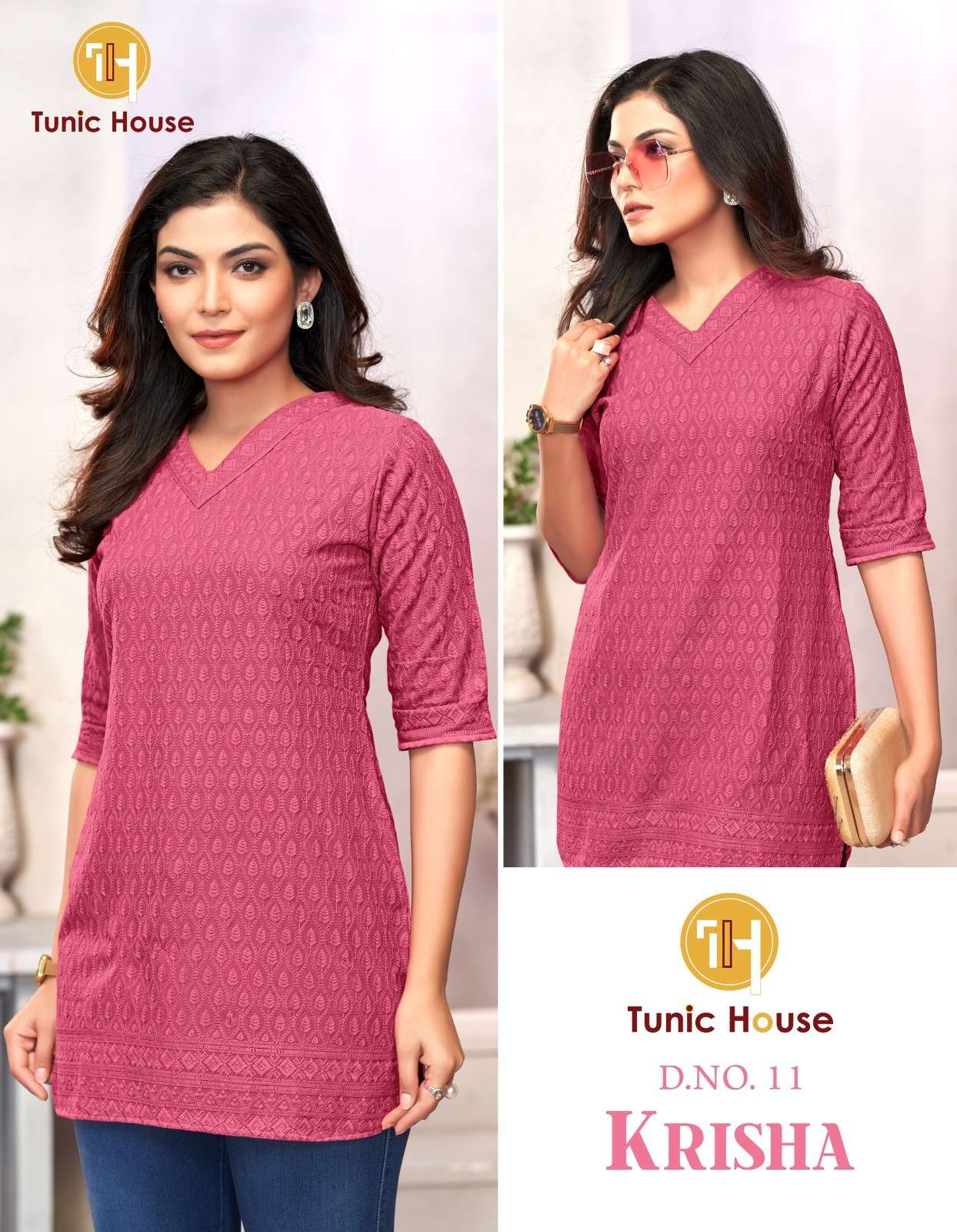 TUNIC HOUSE KRISHA RAYON FANCY CHIKANKARI WORK LADIES TOP
