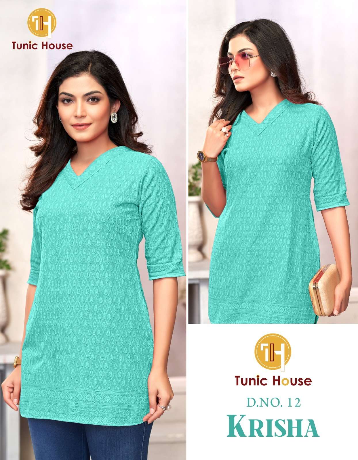 TUNIC HOUSE KRISHA RAYON FANCY CHIKANKARI WORK LADIES TOP