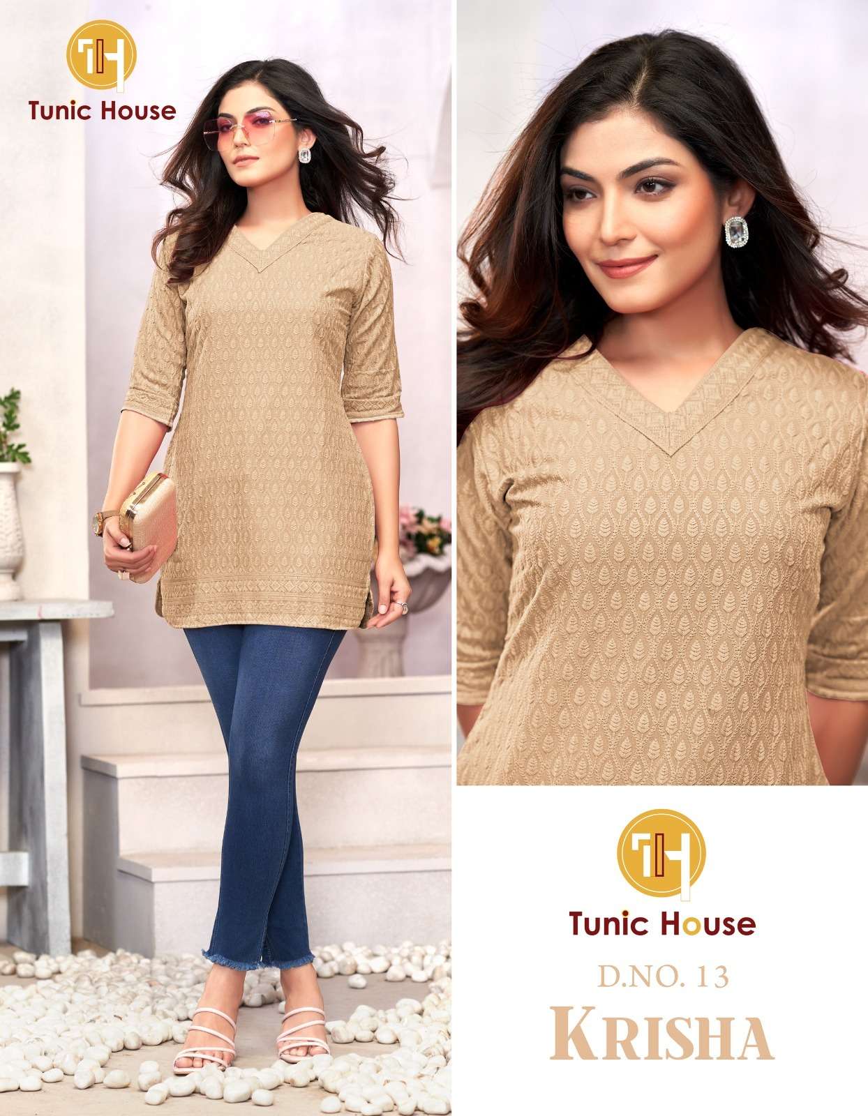 TUNIC HOUSE KRISHA RAYON FANCY CHIKANKARI WORK LADIES TOP