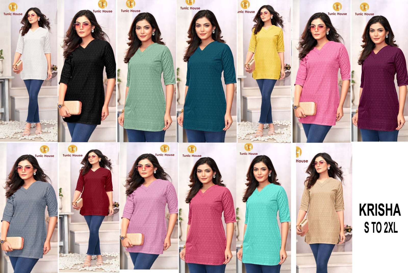 TUNIC HOUSE KRISHA RAYON FANCY CHIKANKARI WORK LADIES TOP