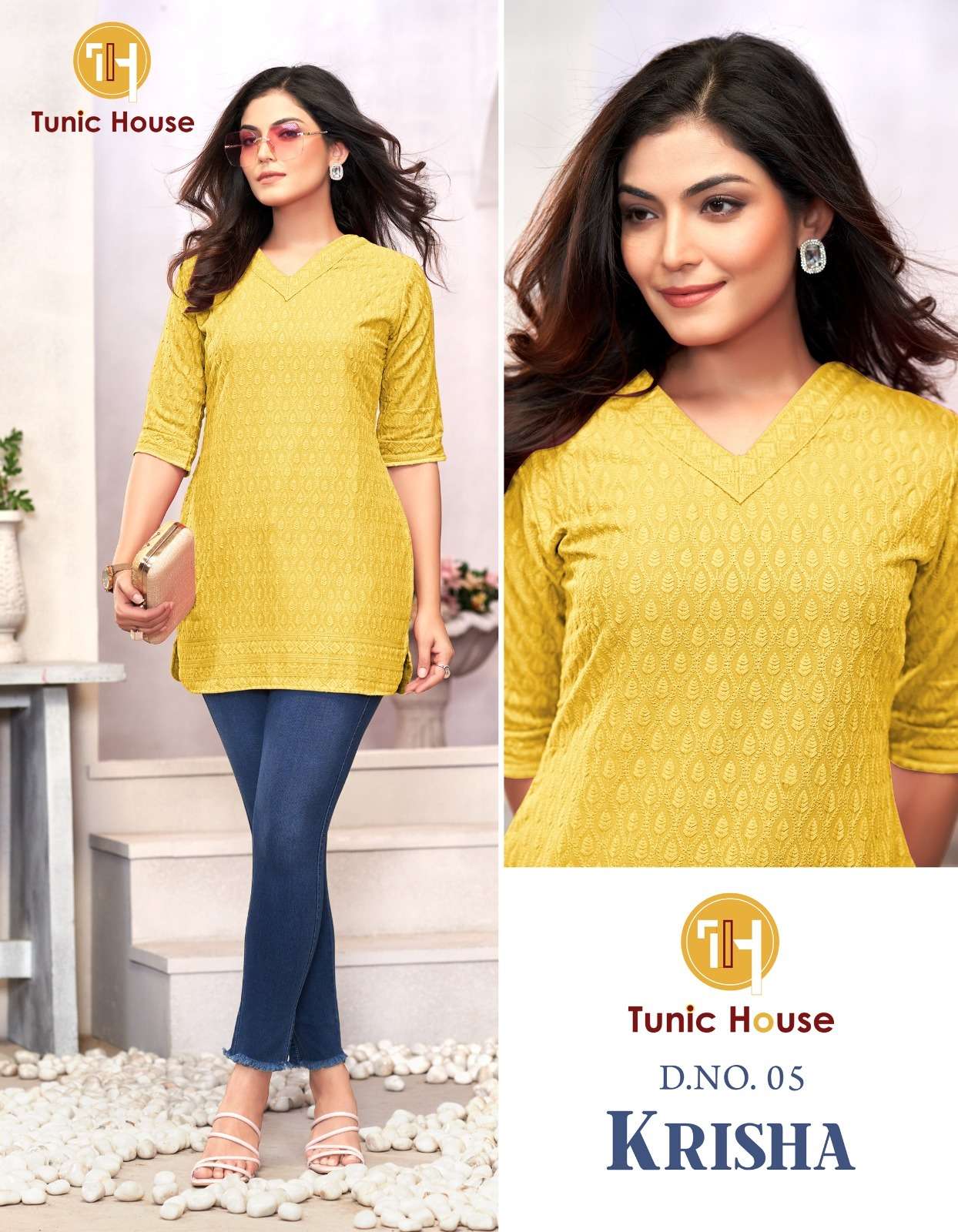 TUNIC HOUSE KRISHA RAYON FANCY CHIKANKARI WORK LADIES TOP