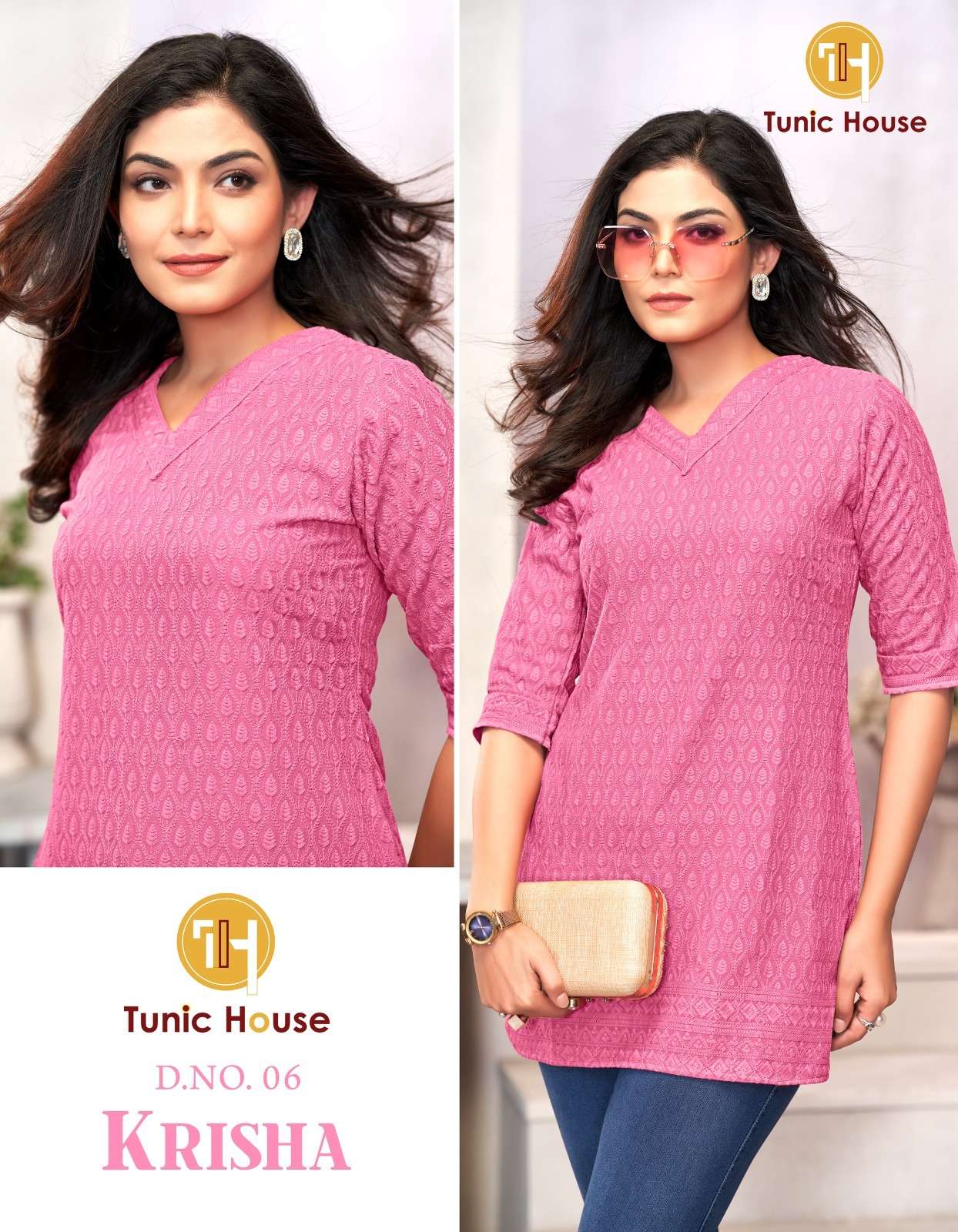 TUNIC HOUSE KRISHA RAYON FANCY CHIKANKARI WORK LADIES TOP