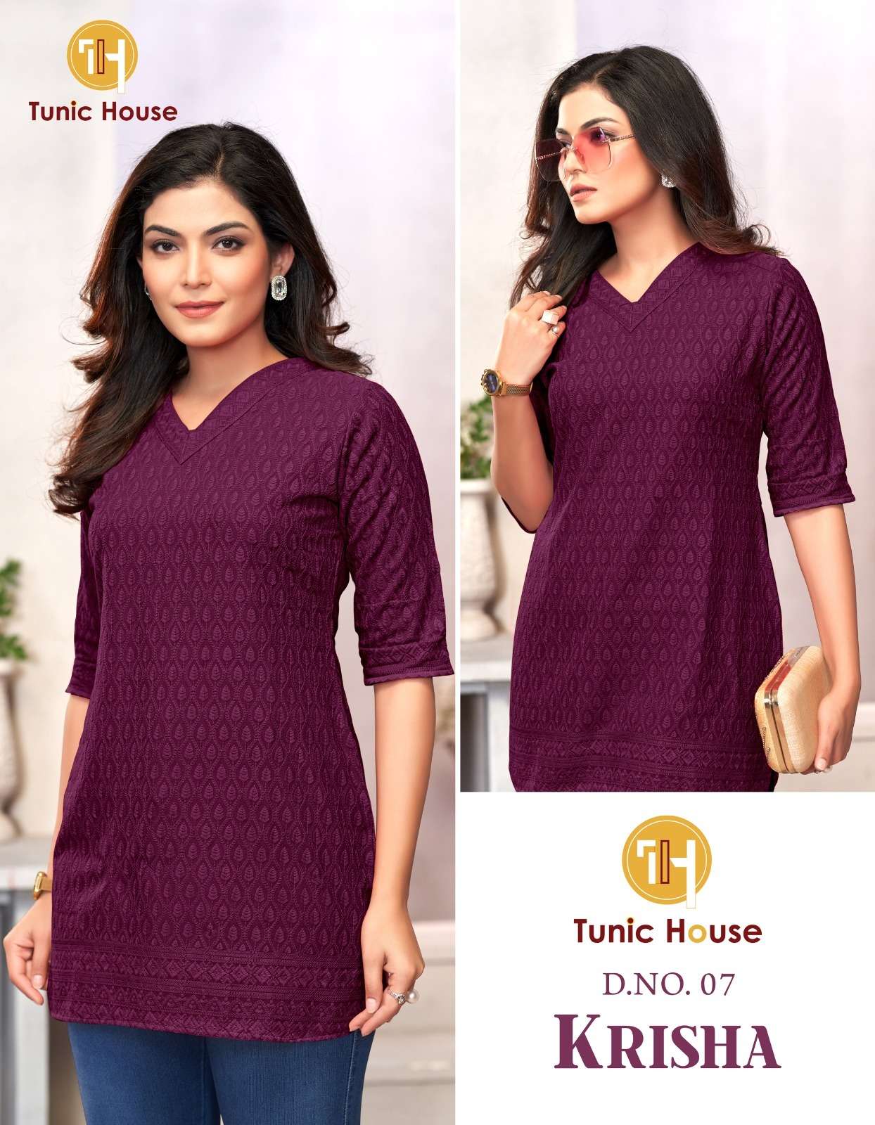 TUNIC HOUSE KRISHA RAYON FANCY CHIKANKARI WORK LADIES TOP
