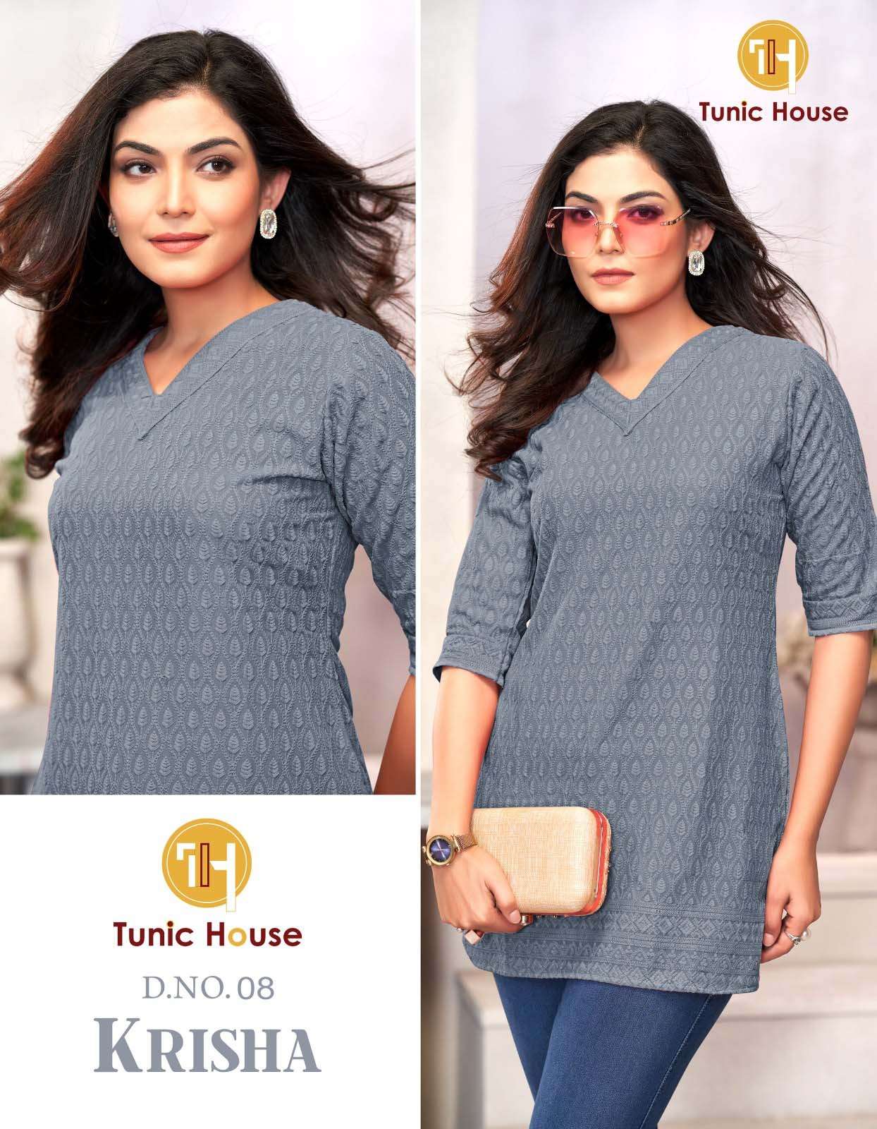 TUNIC HOUSE KRISHA RAYON FANCY CHIKANKARI WORK LADIES TOP