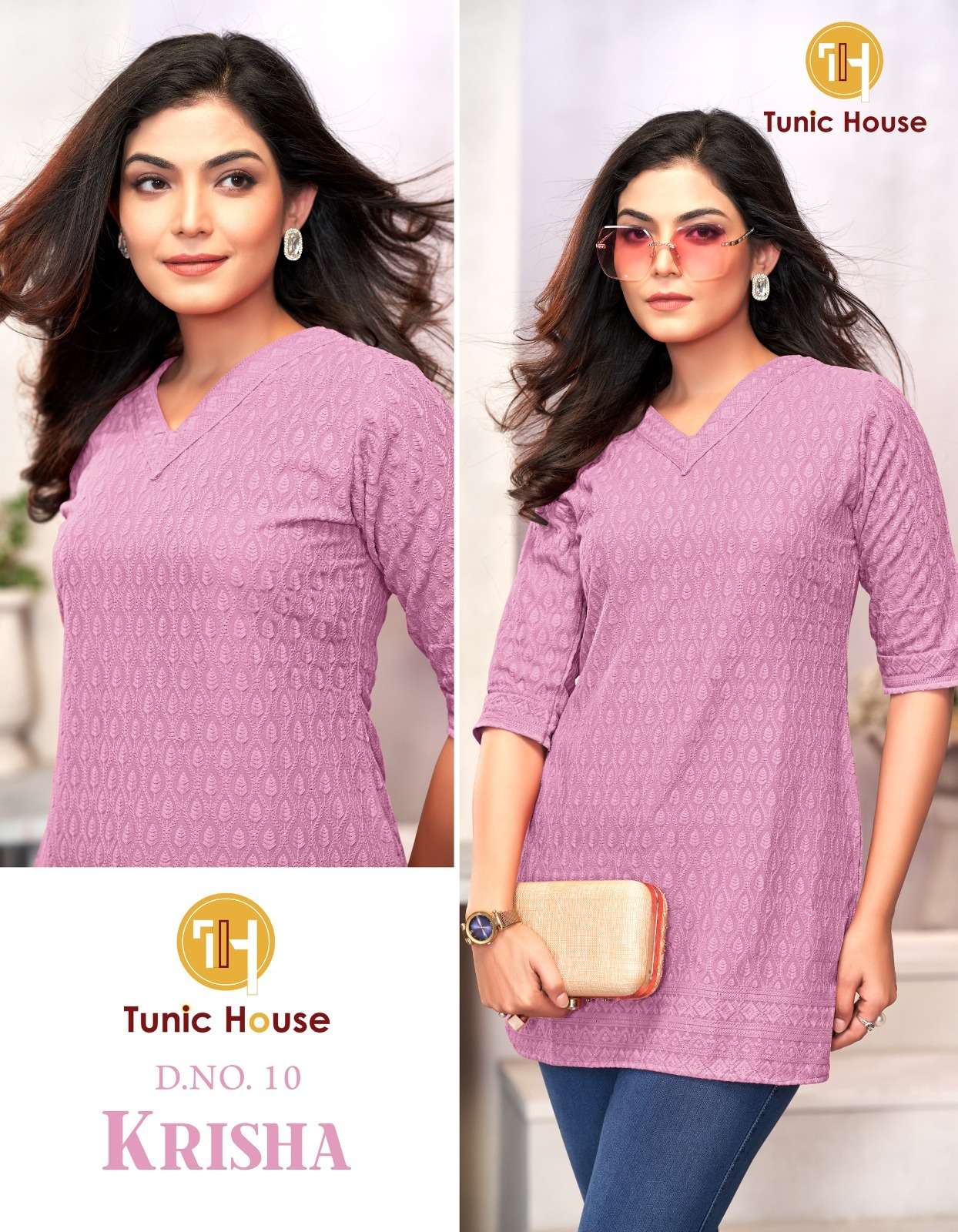 TUNIC HOUSE KRISHA RAYON FANCY CHIKANKARI WORK LADIES TOP