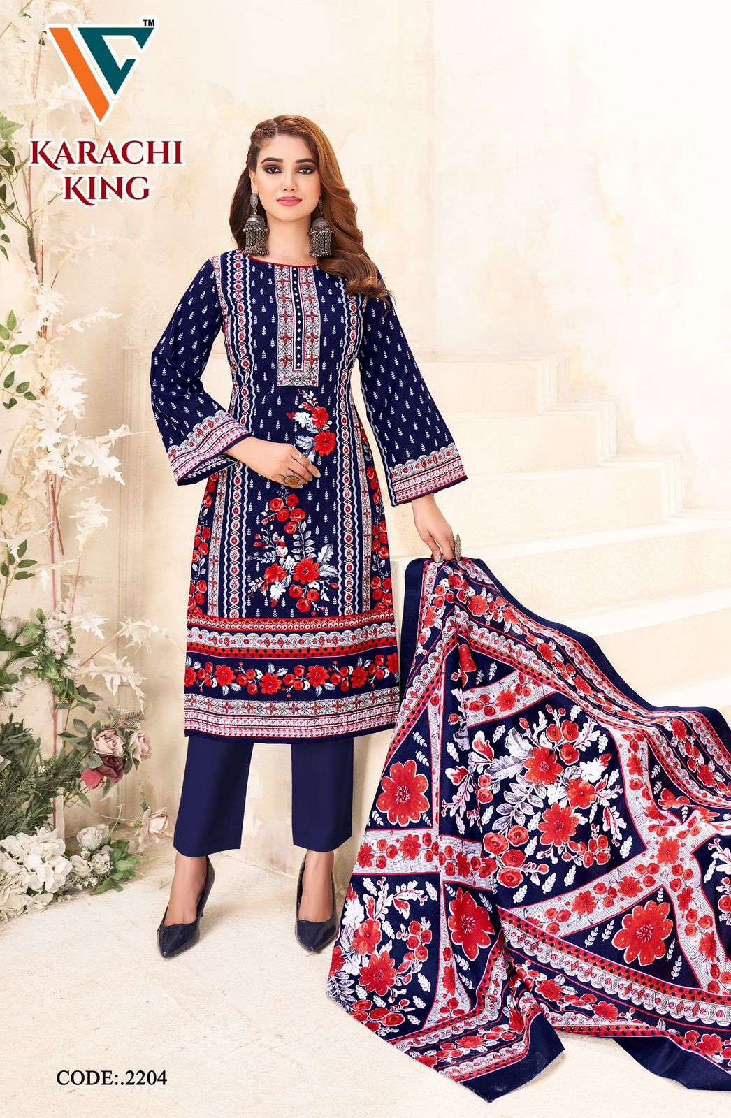 VANDANA‎‎‎‎ CREATION KARACHI KING VOL 22 COTTON DIGITAL PRINT SALWAR SUIT