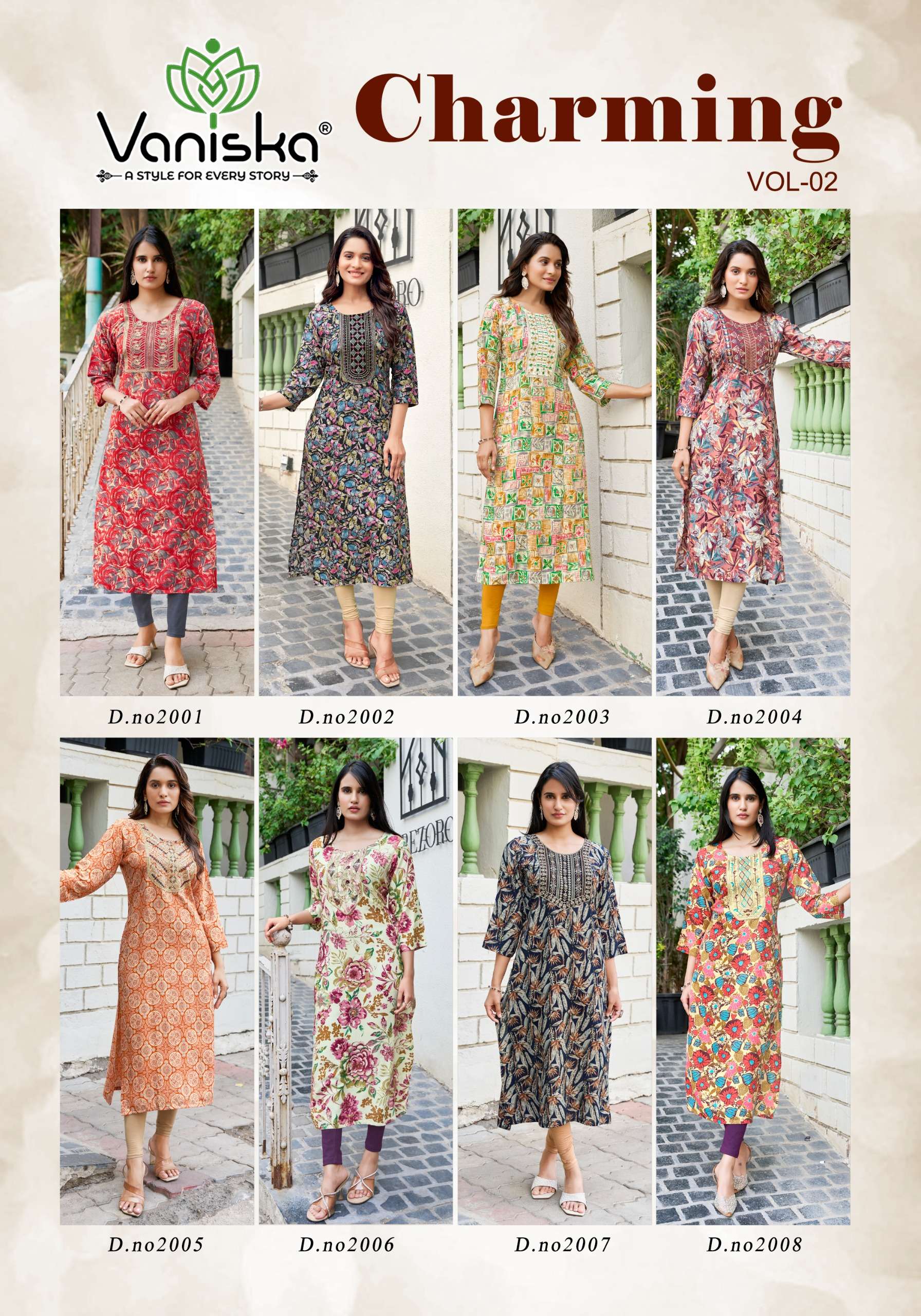 VANISKA CHARMING VOL 2 RAYON FOIL PRINT FANCY LADIES KURTI 