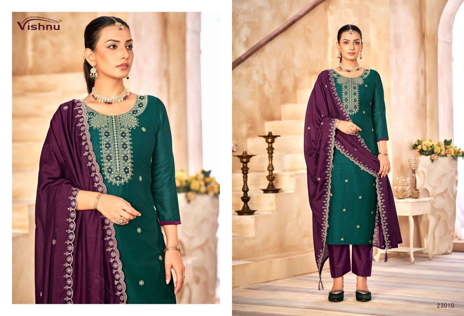 VISHNU IMPEX HASEENA VICHITRA SILK FANCY SWAROVSKI WORK SUIT