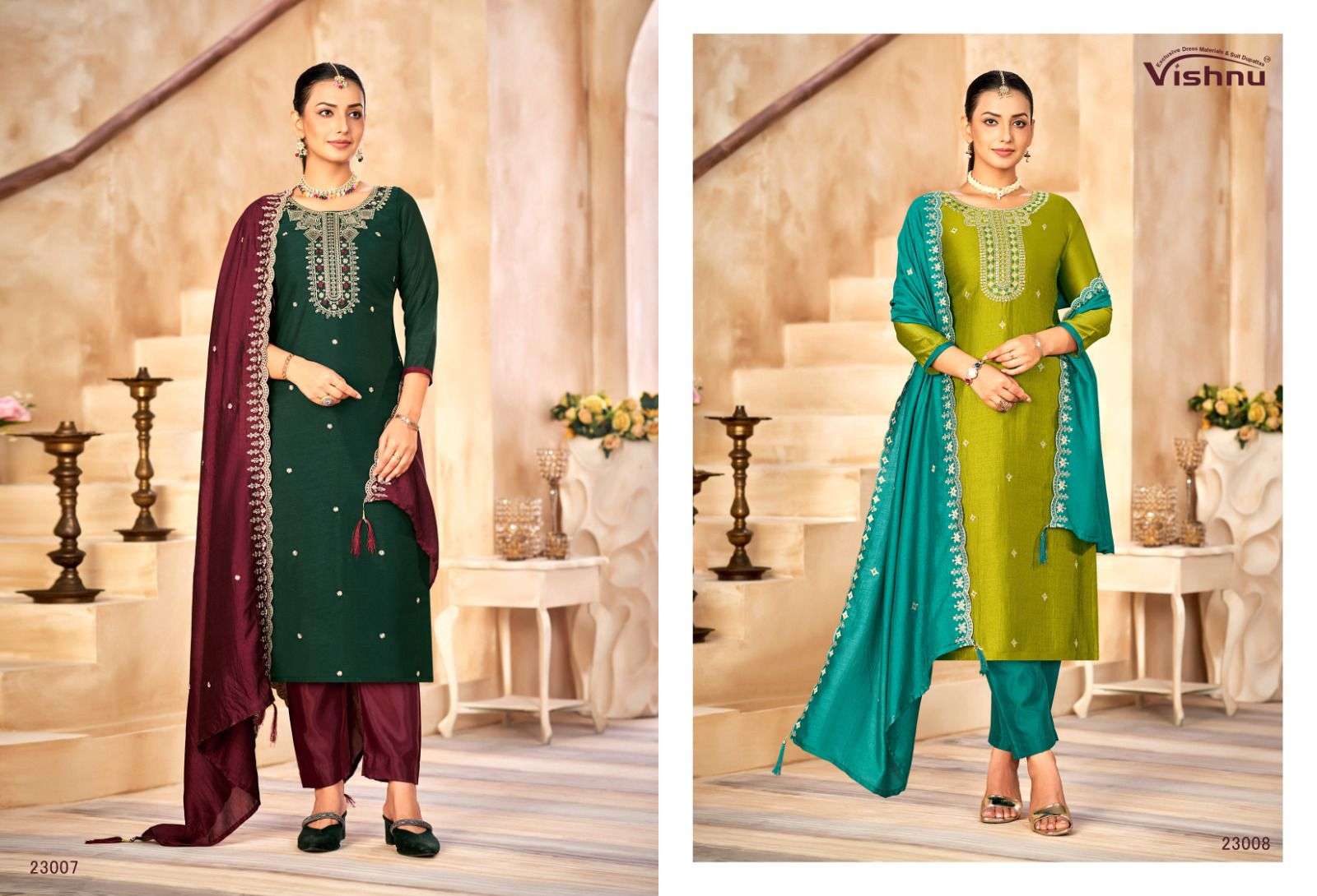 VISHNU IMPEX HASEENA VICHITRA SILK FANCY SWAROVSKI WORK SUIT