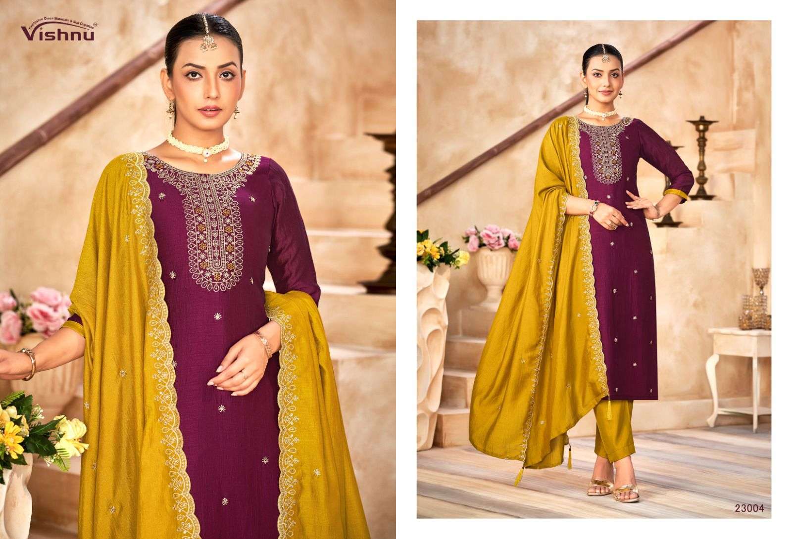 VISHNU IMPEX HASEENA VICHITRA SILK FANCY SWAROVSKI WORK SUIT