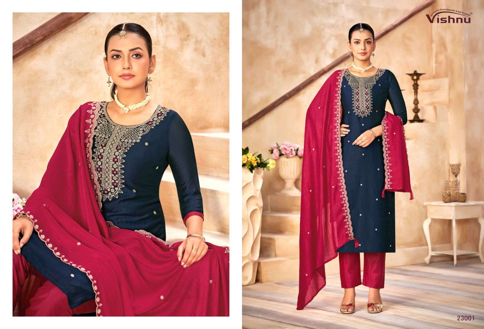 VISHNU IMPEX HASEENA VICHITRA SILK FANCY SWAROVSKI WORK SUIT