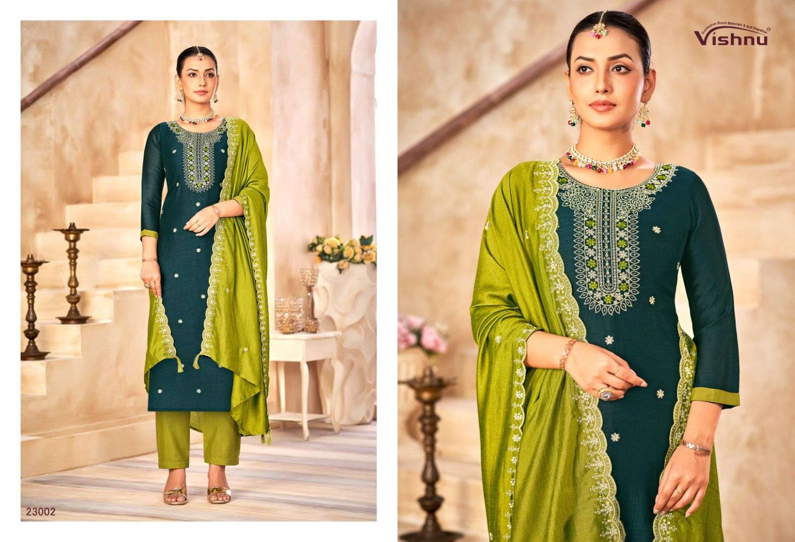 VISHNU IMPEX HASEENA VICHITRA SILK FANCY SWAROVSKI WORK SUIT