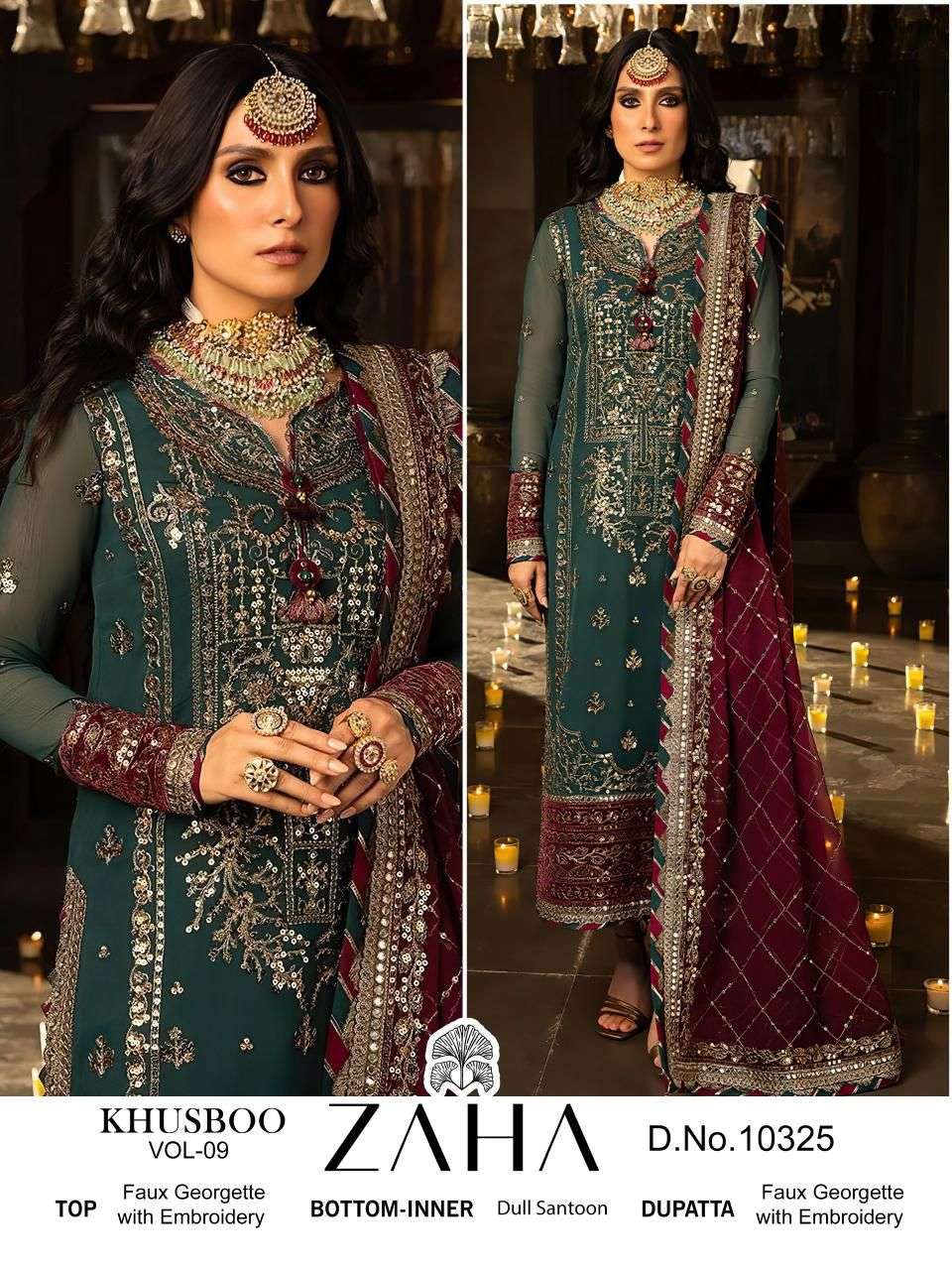 ZAHA DESIGN NO - 10325 GEORGETTE HEAVY EMBROIDERED PAKISTANI SUIT 