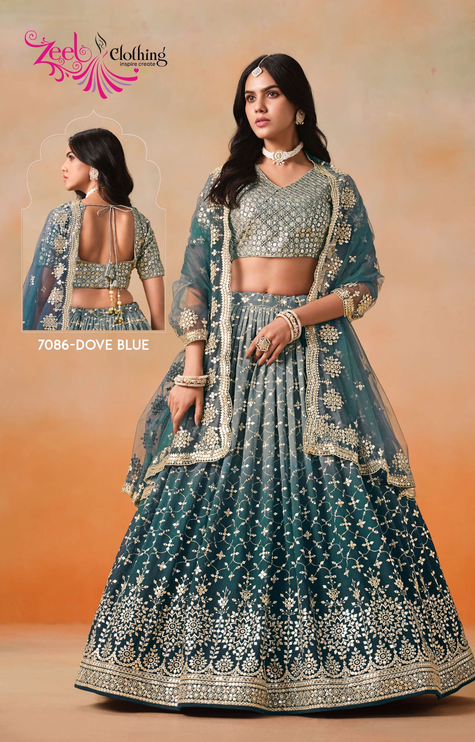 ZEEL CLOTHING ELEGANCE GEORGETTE HEAVY DESIGNER WEDDING WEAR LEHENGA CHOLI