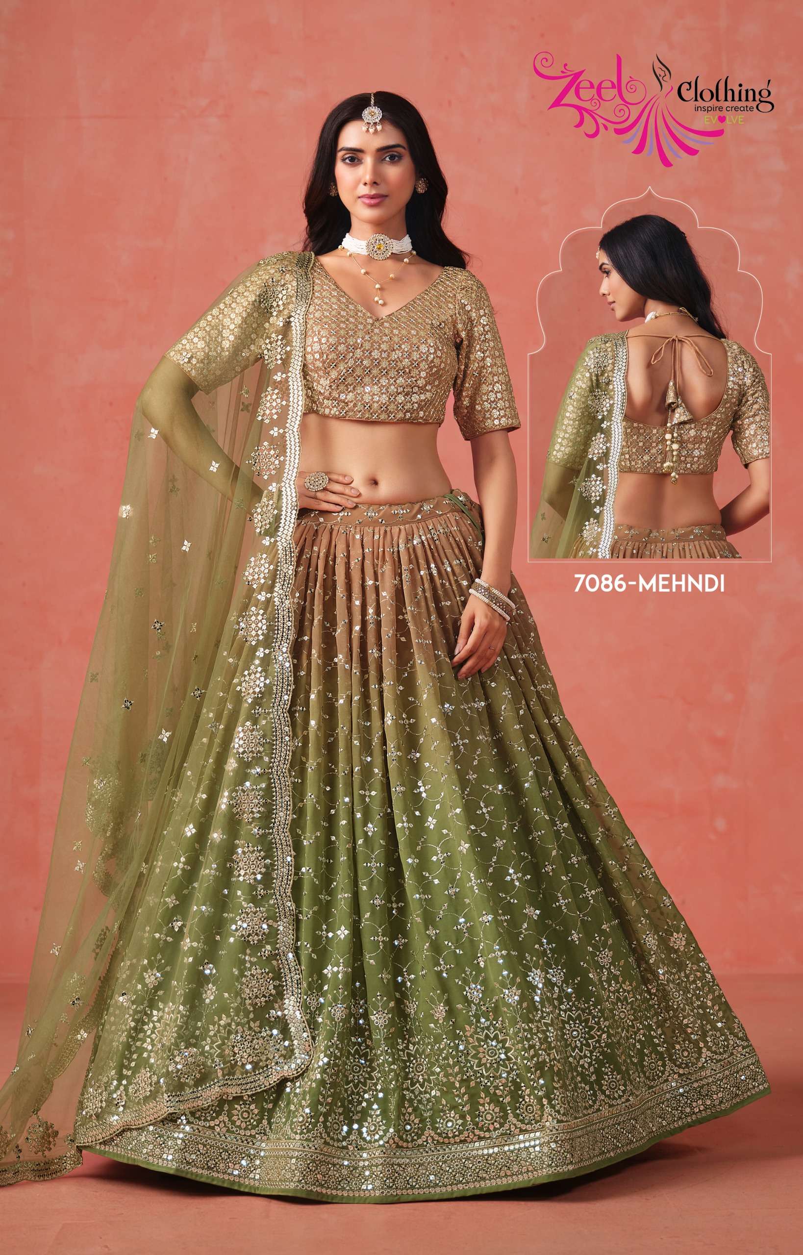 ZEEL CLOTHING ELEGANCE GEORGETTE HEAVY DESIGNER WEDDING WEAR LEHENGA CHOLI