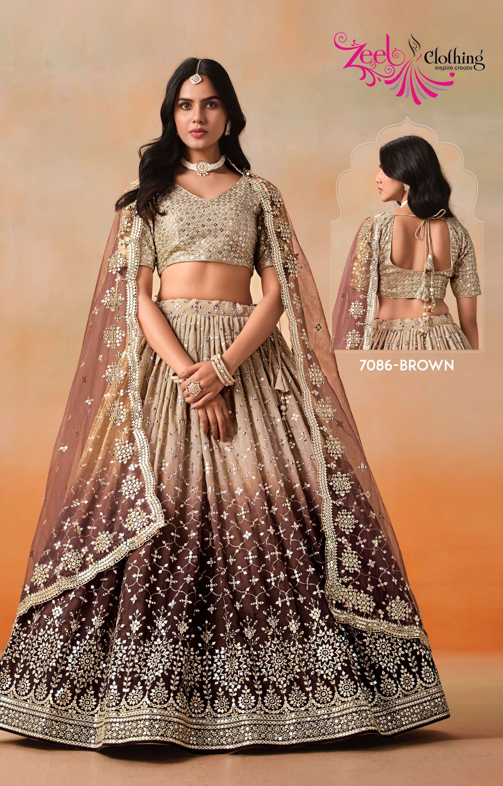 ZEEL CLOTHING ELEGANCE GEORGETTE HEAVY DESIGNER WEDDING WEAR LEHENGA CHOLI