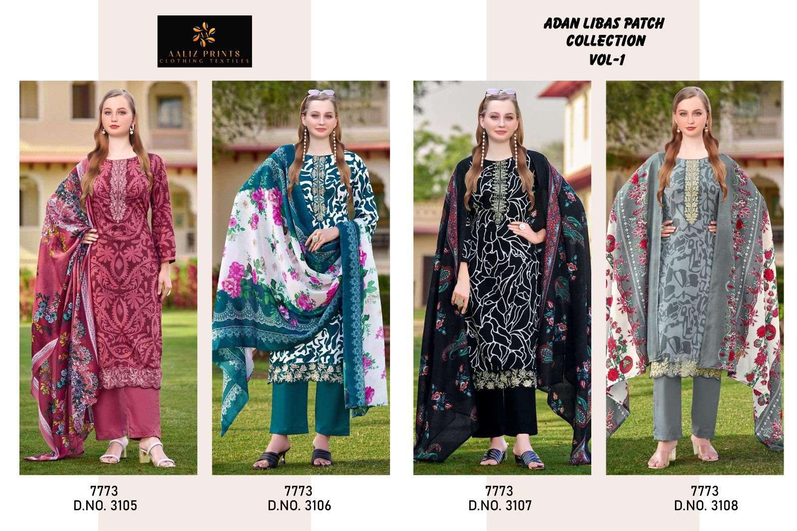  AALIZ PRINTS ADAN LIBAS PATCH COLLECTION VOL 1 COTTON DIGITAL PRINT WITH NECK WORK SUIT