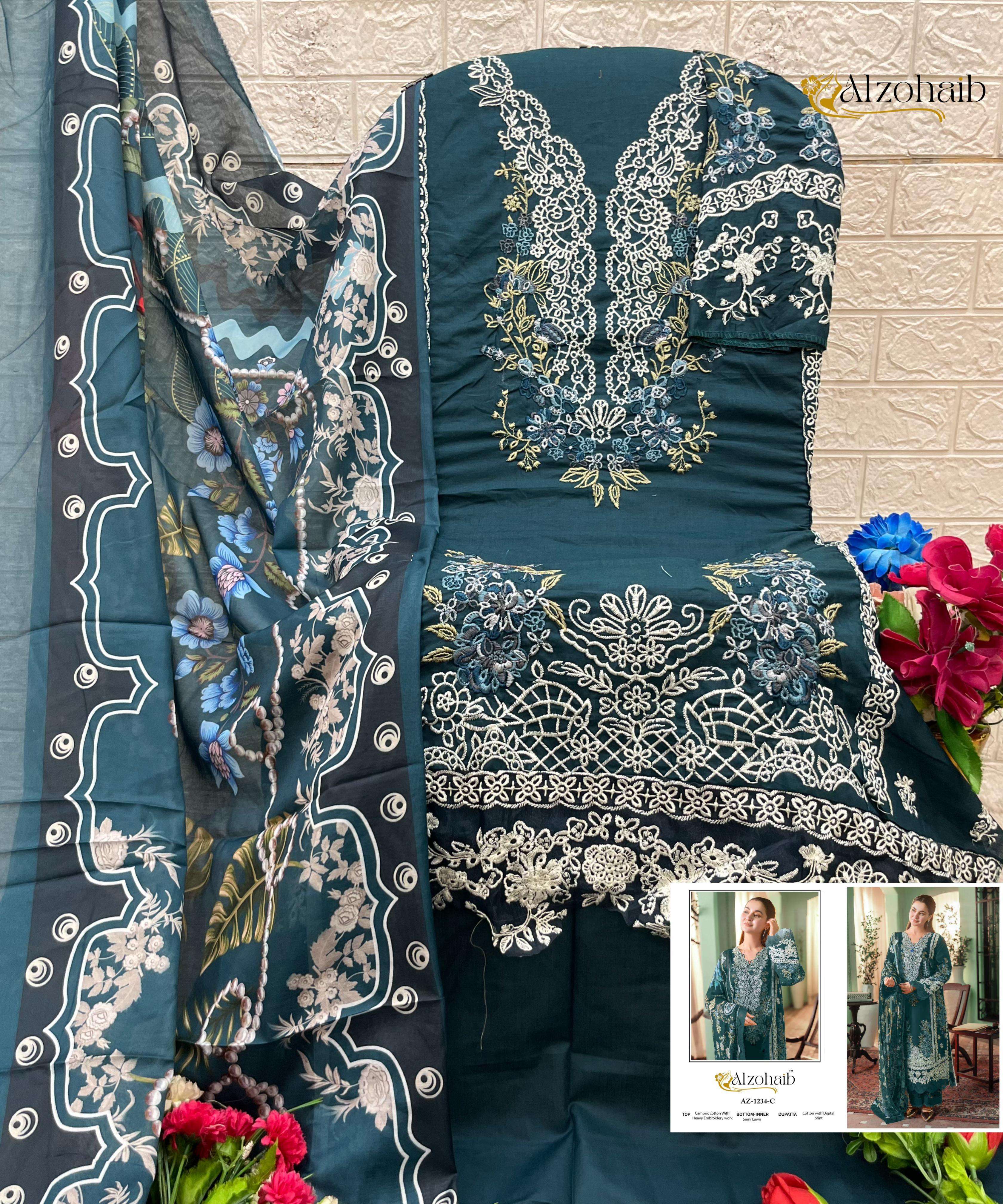 AL ZOHAIB DESIGN NO - 1234 ABCD COTTON PAKISTANI SALWAR SUIT 