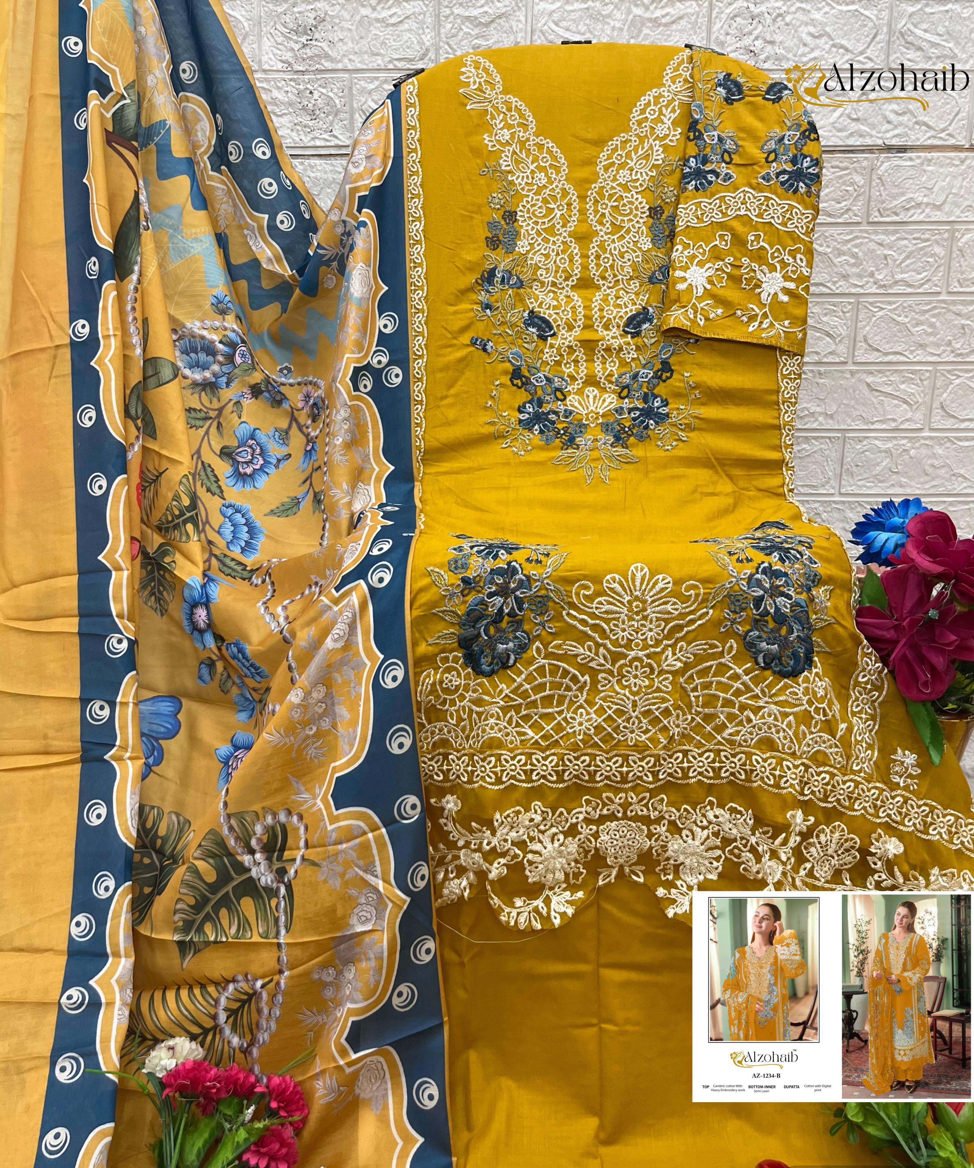 AL ZOHAIB DESIGN NO - 1234 ABCD COTTON PAKISTANI SALWAR SUIT 