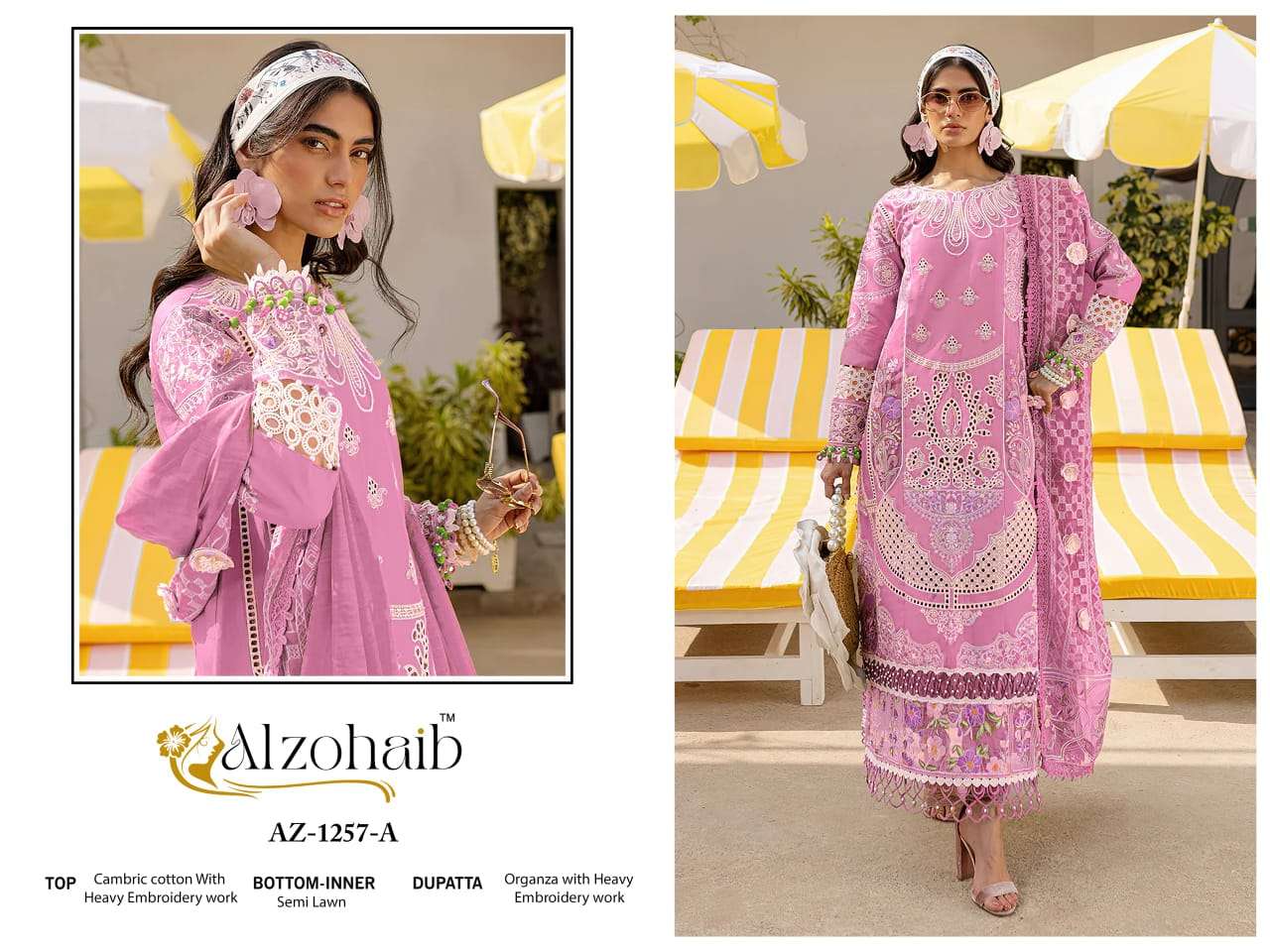 AL ZOHAIB DESIGN NO - 1257 AB COTTON PAKISTANI SALWAR SUIT 