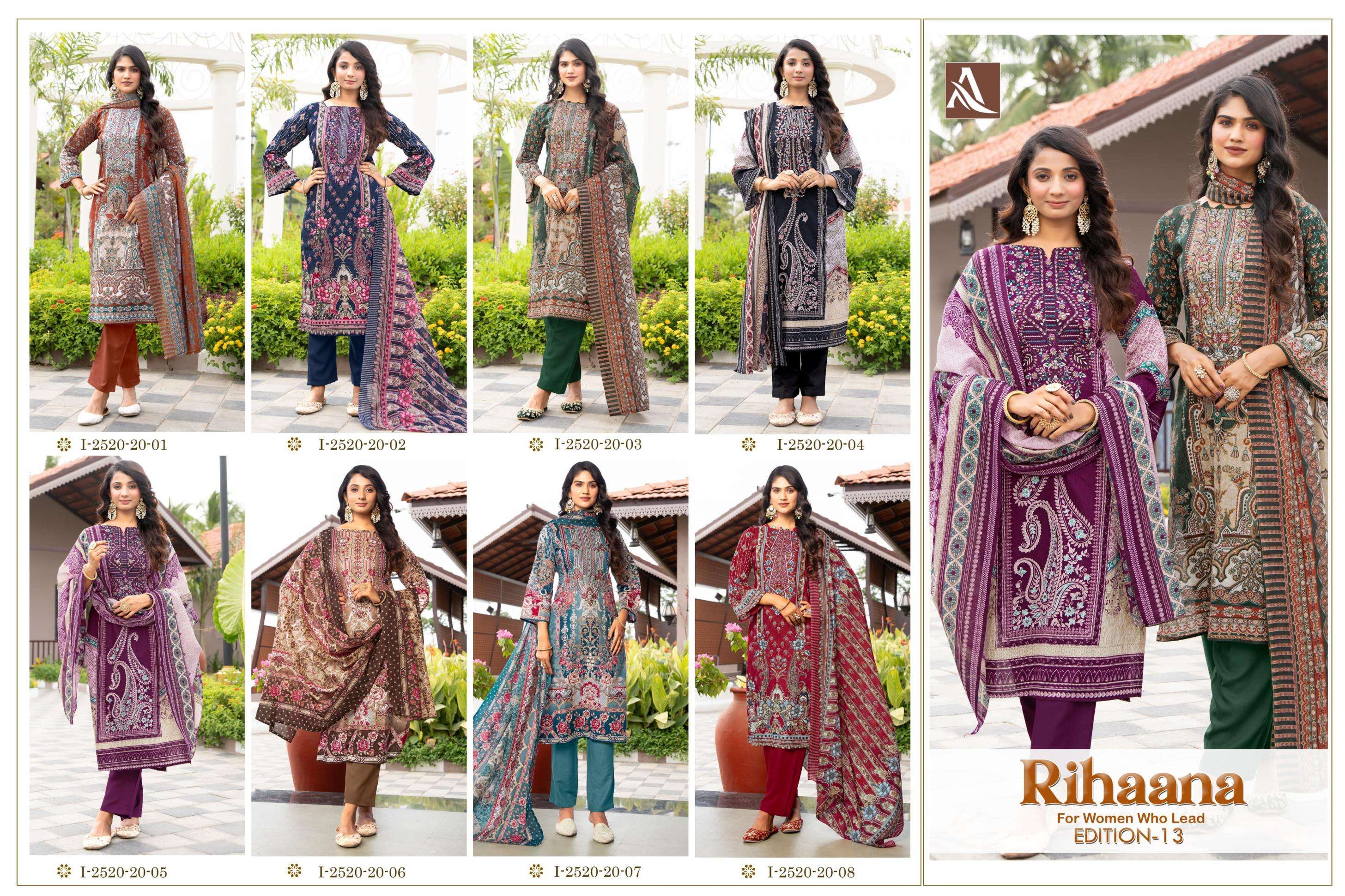 ALOK SUITS RIHAANA VOL 13 COTTON DIGITAL PAKISTANI PRINT WITH WORK SUIT