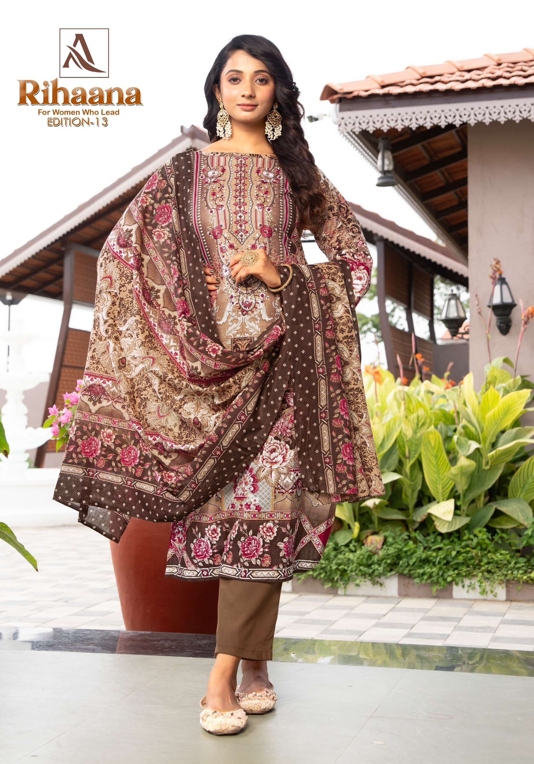 ALOK SUITS RIHAANA VOL 13 COTTON DIGITAL PAKISTANI PRINT WITH WORK SUIT