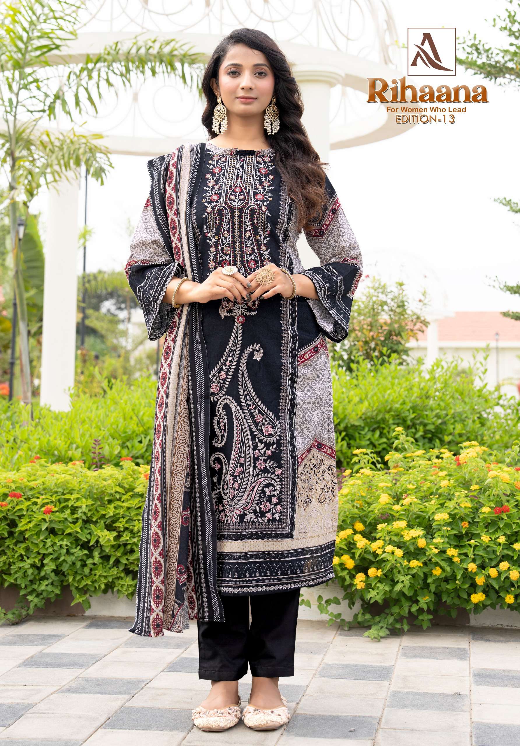ALOK SUITS RIHAANA VOL 13 COTTON DIGITAL PAKISTANI PRINT WITH WORK SUIT