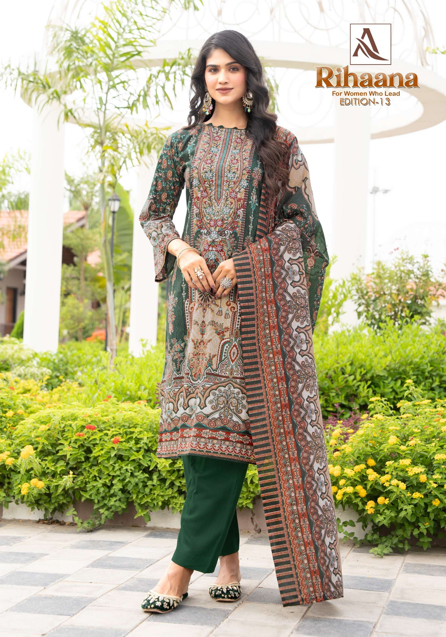 ALOK SUITS RIHAANA VOL 13 COTTON DIGITAL PAKISTANI PRINT WITH WORK SUIT