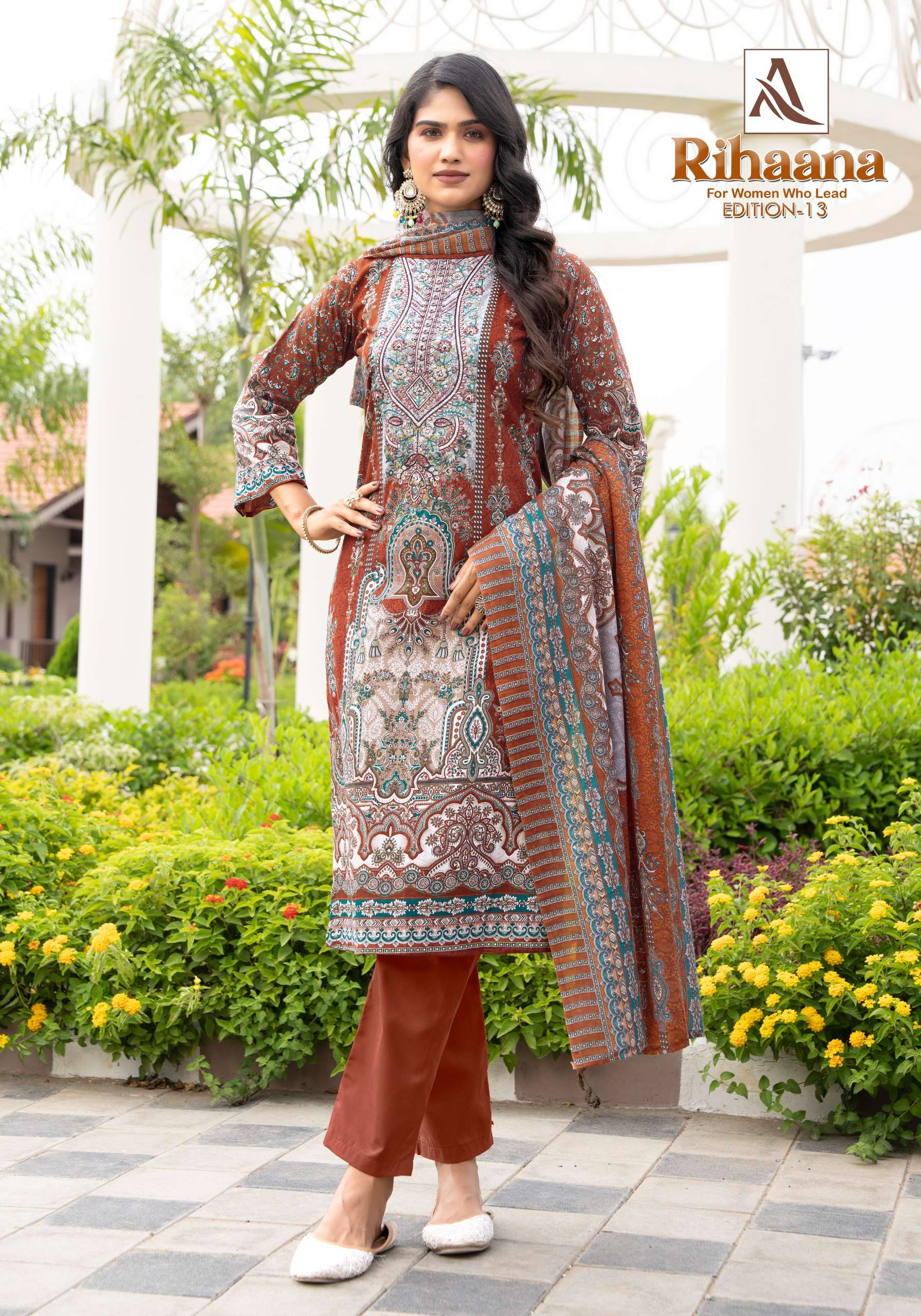 ALOK SUITS RIHAANA VOL 13 COTTON DIGITAL PAKISTANI PRINT WITH WORK SUIT