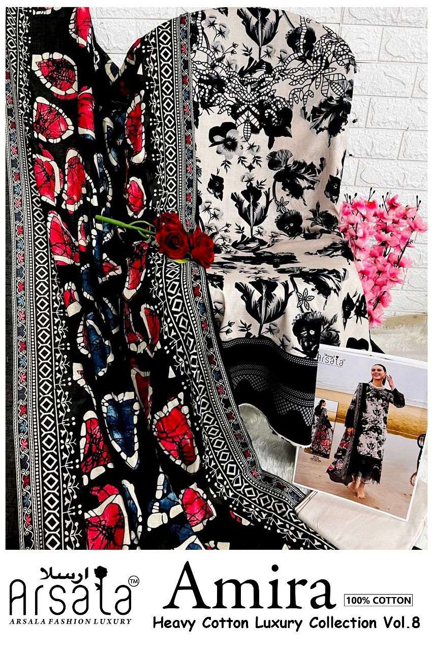 ARSALA FASHION AMIRA HEAVY COTTON LUXURY COLLECTION VOL 8 LAWN COTTON SALWAR SUIT