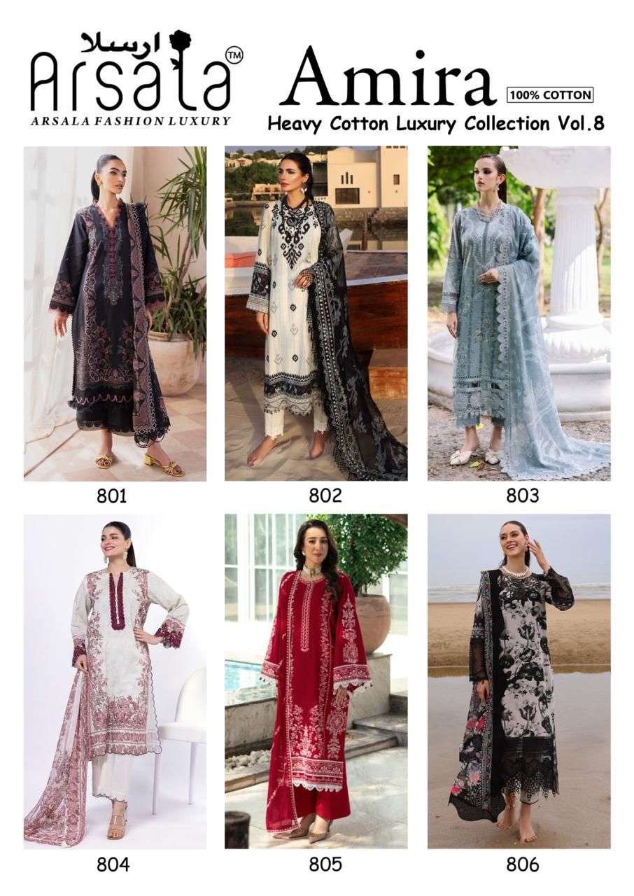 ARSALA FASHION AMIRA HEAVY COTTON LUXURY COLLECTION VOL 8 LAWN COTTON SALWAR SUIT