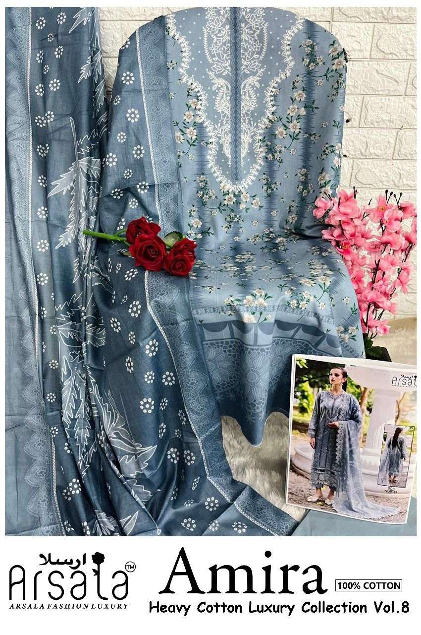 ARSALA FASHION AMIRA HEAVY COTTON LUXURY COLLECTION VOL 8 LAWN COTTON SALWAR SUIT