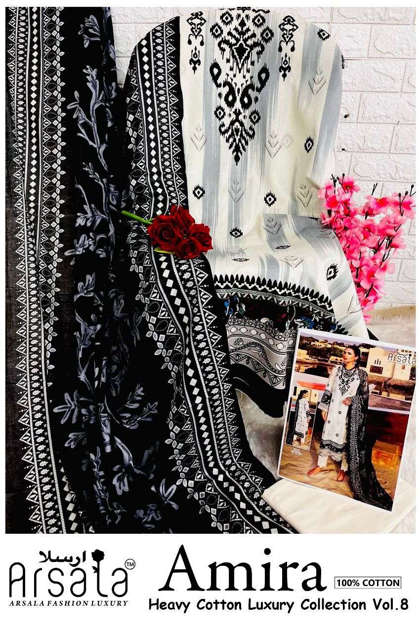 ARSALA FASHION AMIRA HEAVY COTTON LUXURY COLLECTION VOL 8 LAWN COTTON SALWAR SUIT
