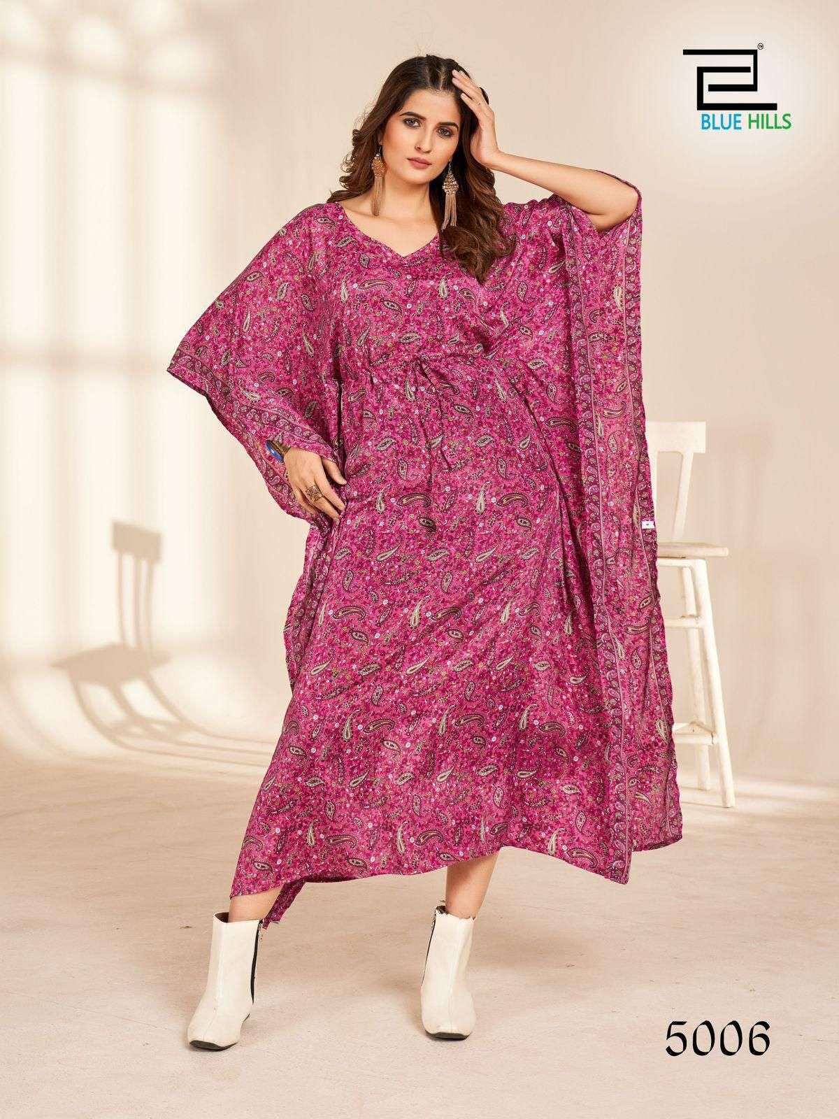 BLUE HILLS KAFTAN DRESS VOL 2 CREPE PRINTED FANCY WEAR LADIES KAFTAN