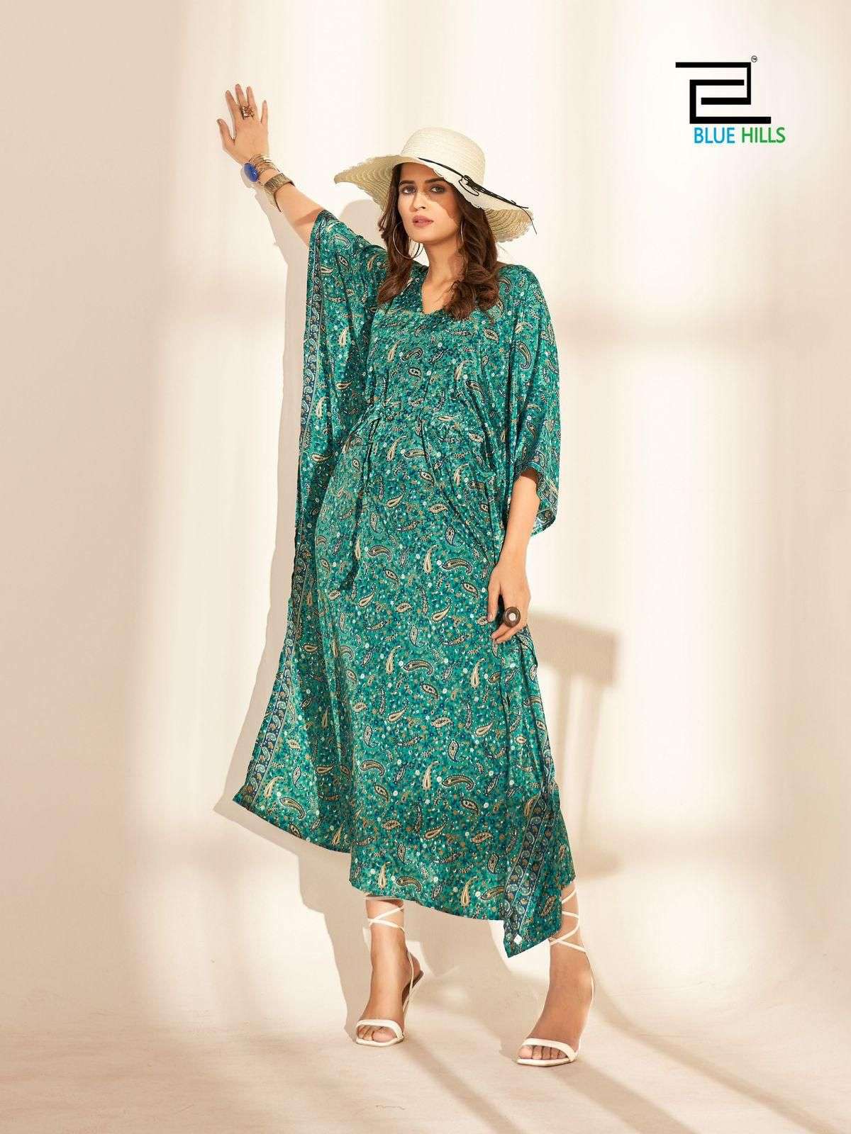 BLUE HILLS KAFTAN DRESS VOL 2 CREPE PRINTED FANCY WEAR LADIES KAFTAN