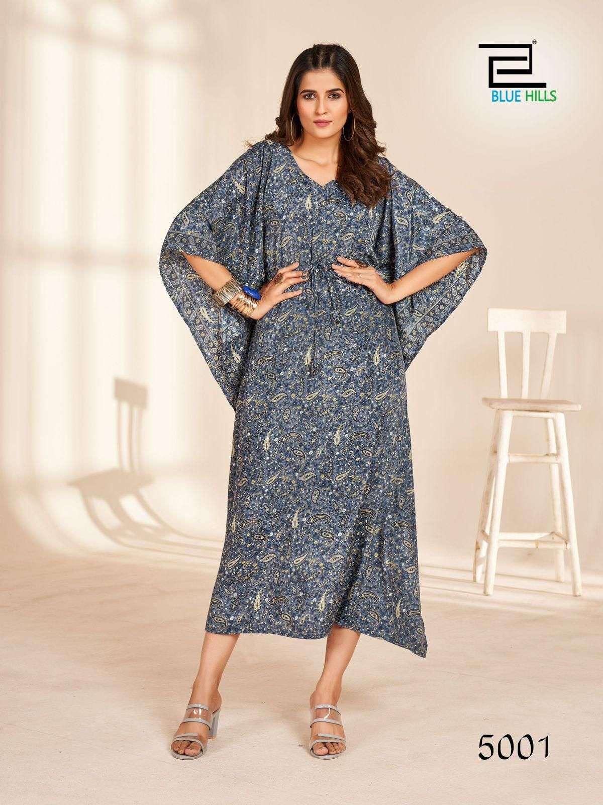 BLUE HILLS KAFTAN DRESS VOL 2 CREPE PRINTED FANCY WEAR LADIES KAFTAN