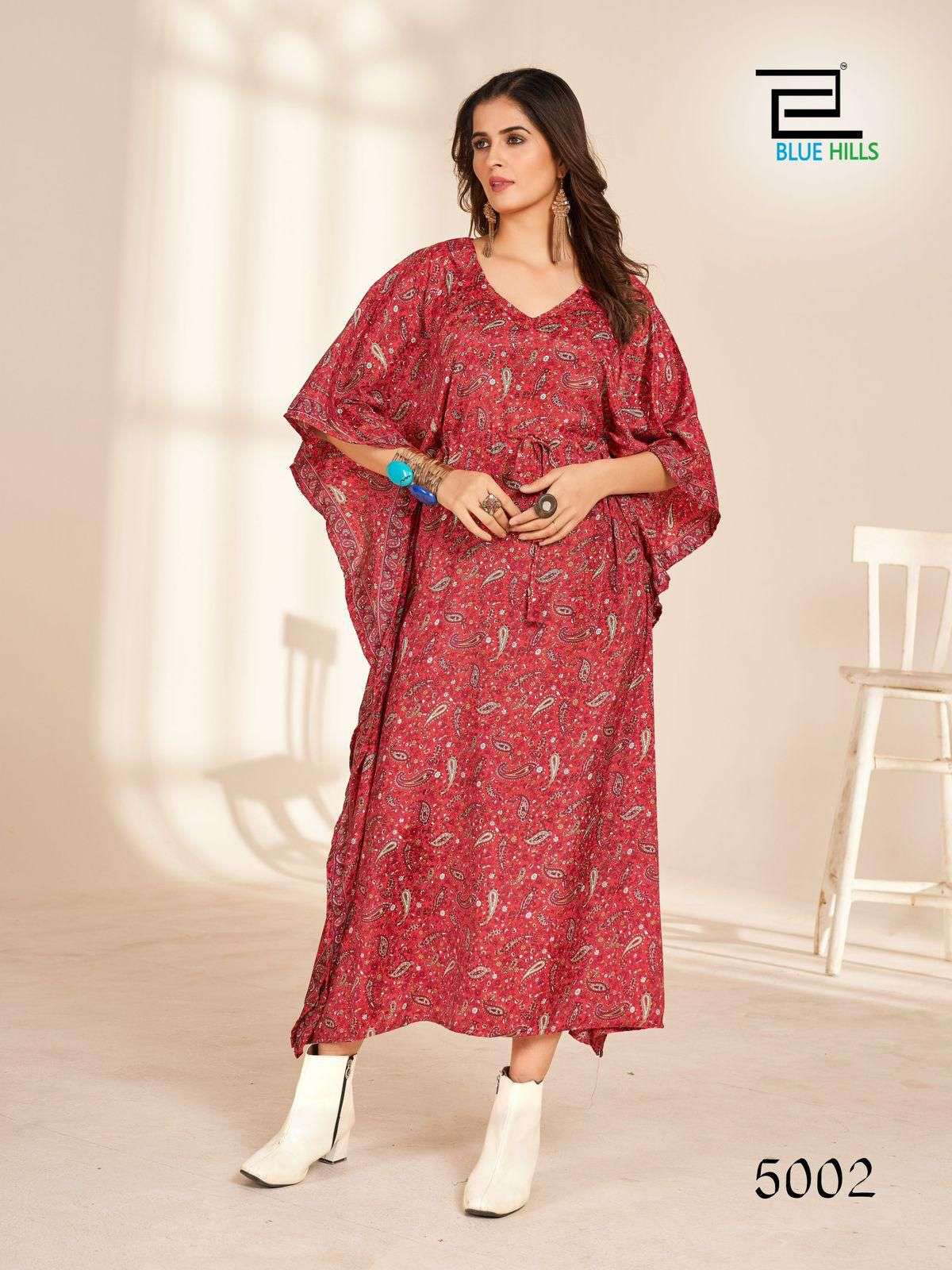 BLUE HILLS KAFTAN DRESS VOL 2 CREPE PRINTED FANCY WEAR LADIES KAFTAN