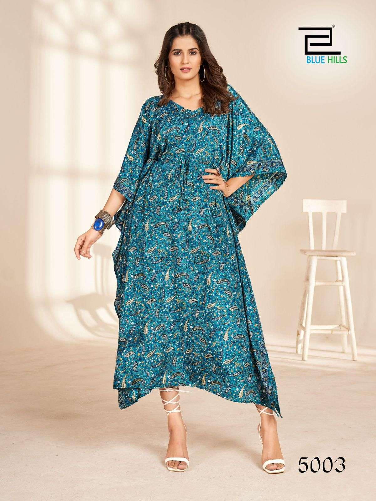 BLUE HILLS KAFTAN DRESS VOL 2 CREPE PRINTED FANCY WEAR LADIES KAFTAN