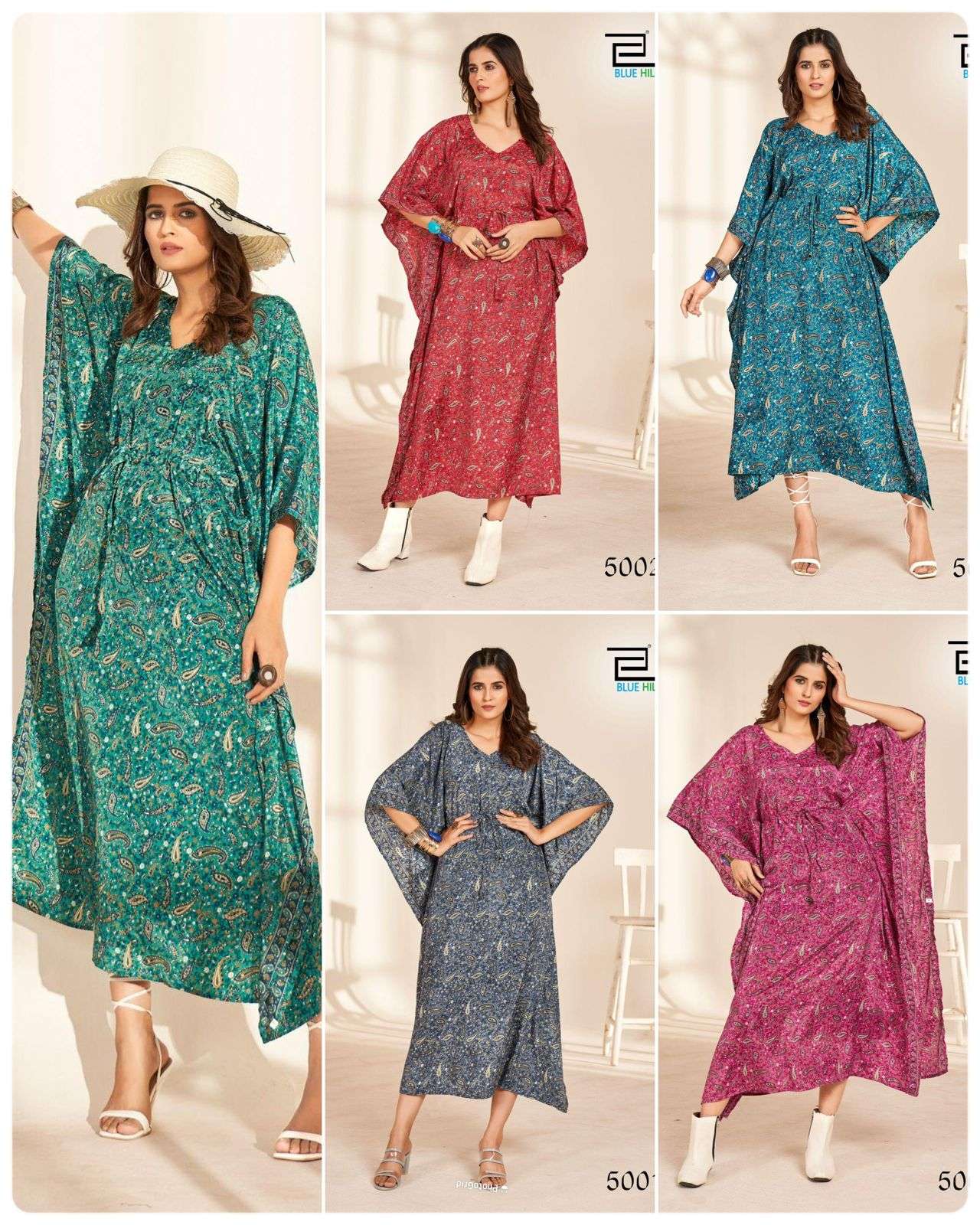 BLUE HILLS KAFTAN DRESS VOL 2 CREPE PRINTED FANCY WEAR LADIES KAFTAN