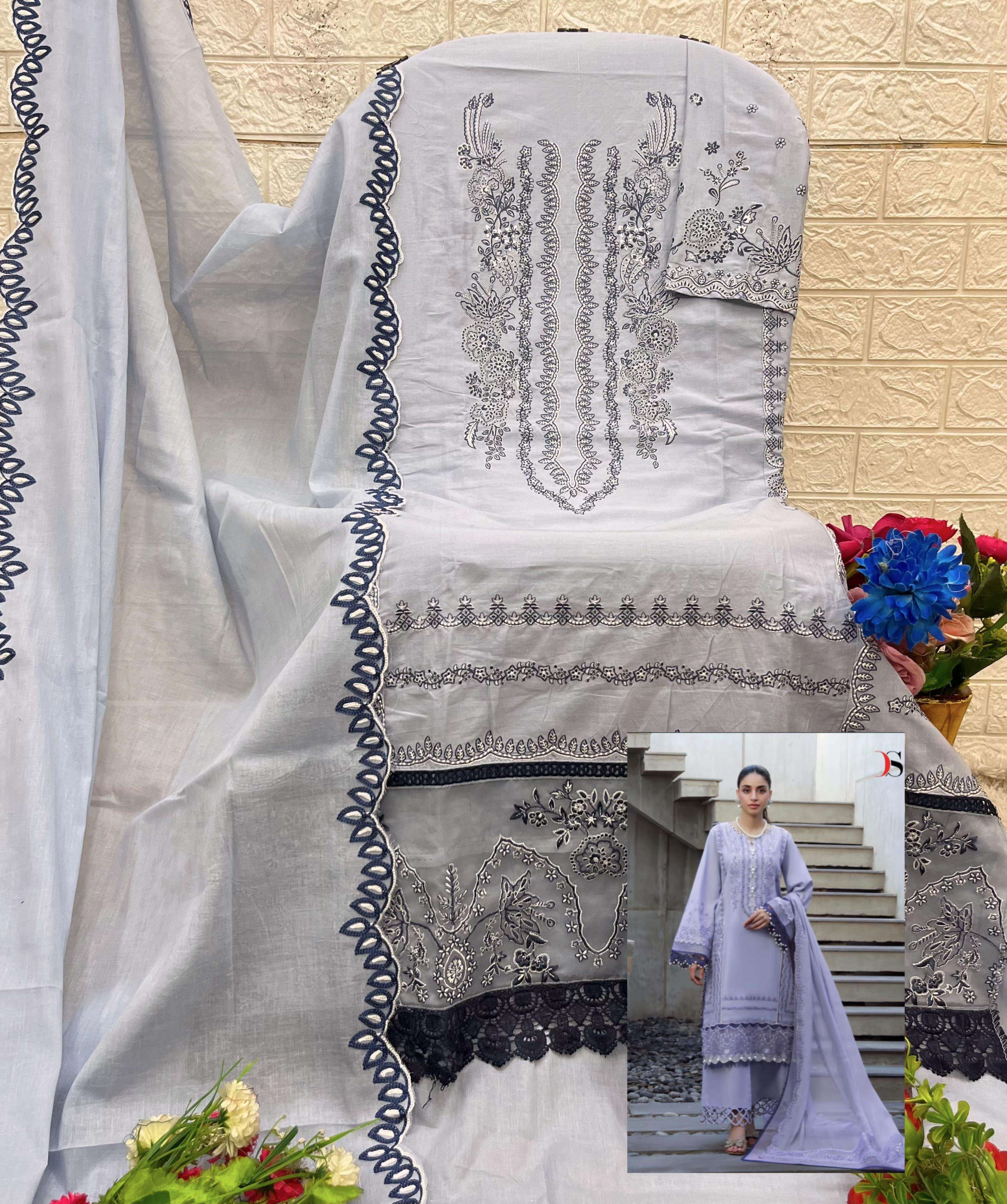 DEEPSY SUITS ELAN VOL 3 COTTON HEAVY EMBROIDERY DESIGNER WORK SUIT