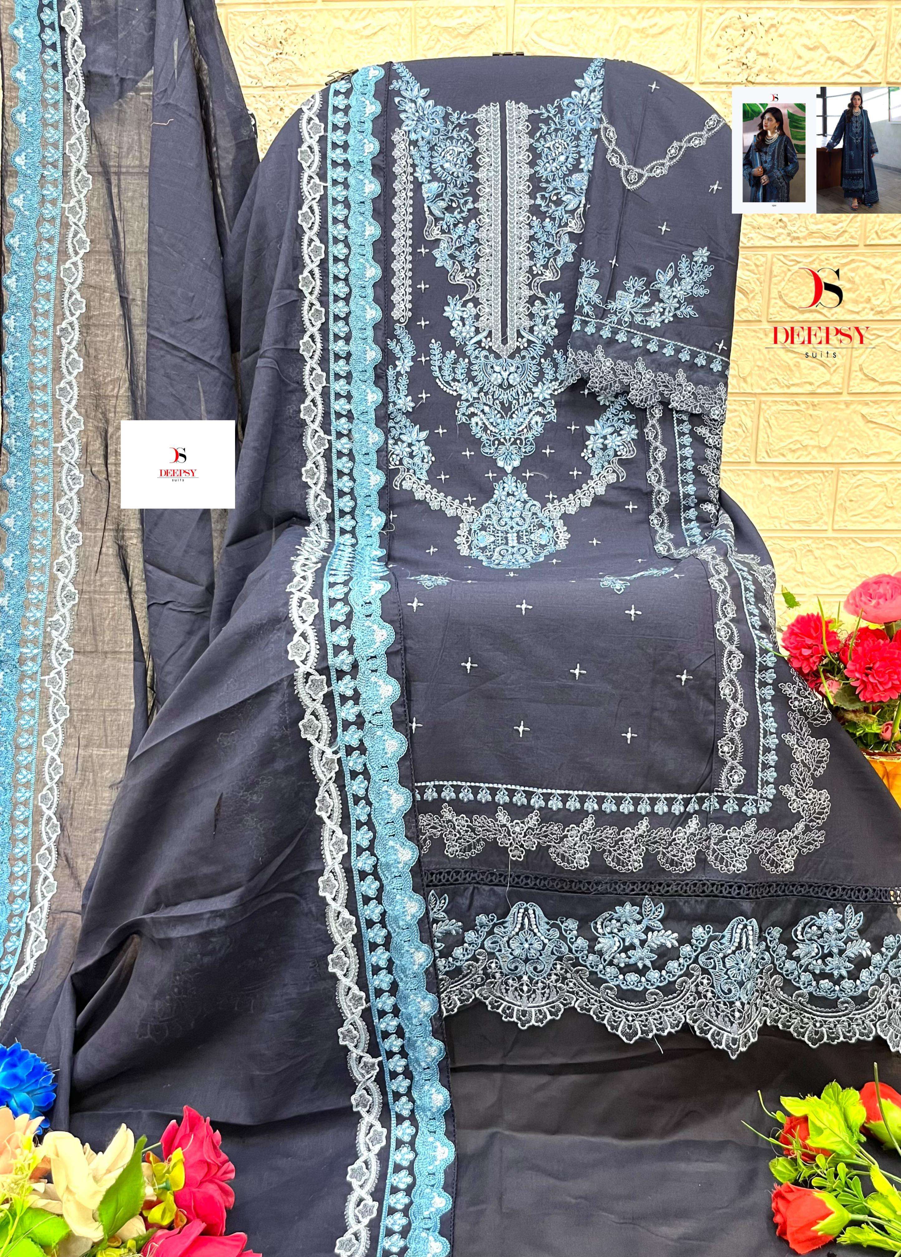 DEEPSY SUITS ELAN VOL 4 COTTON EMBROIDERY DESIGNER WORK PAKISTANI SUIT